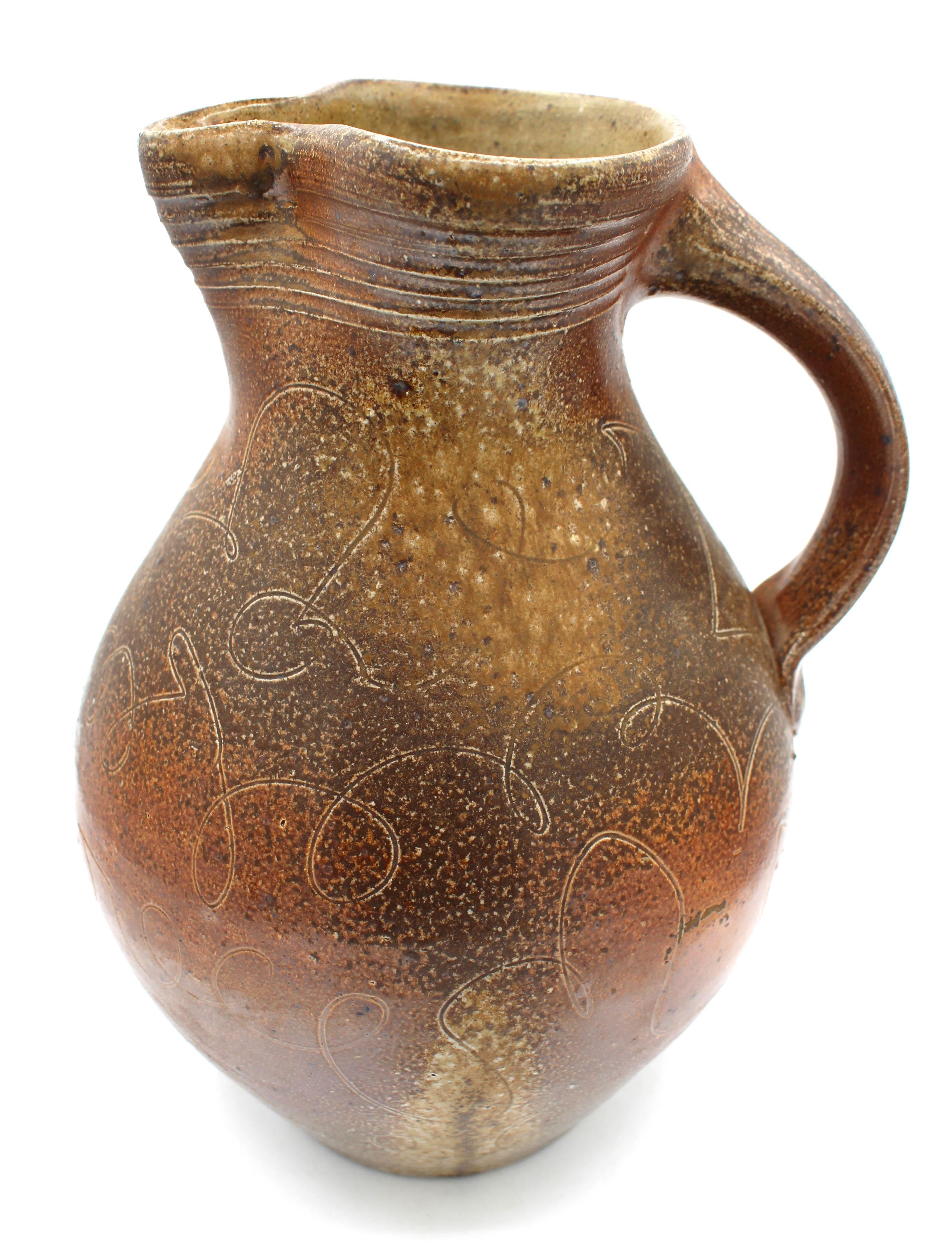 American Large Pottery Pitcher by Mark Hewitt, Chatham Co., NC, November 1995 For Sale
