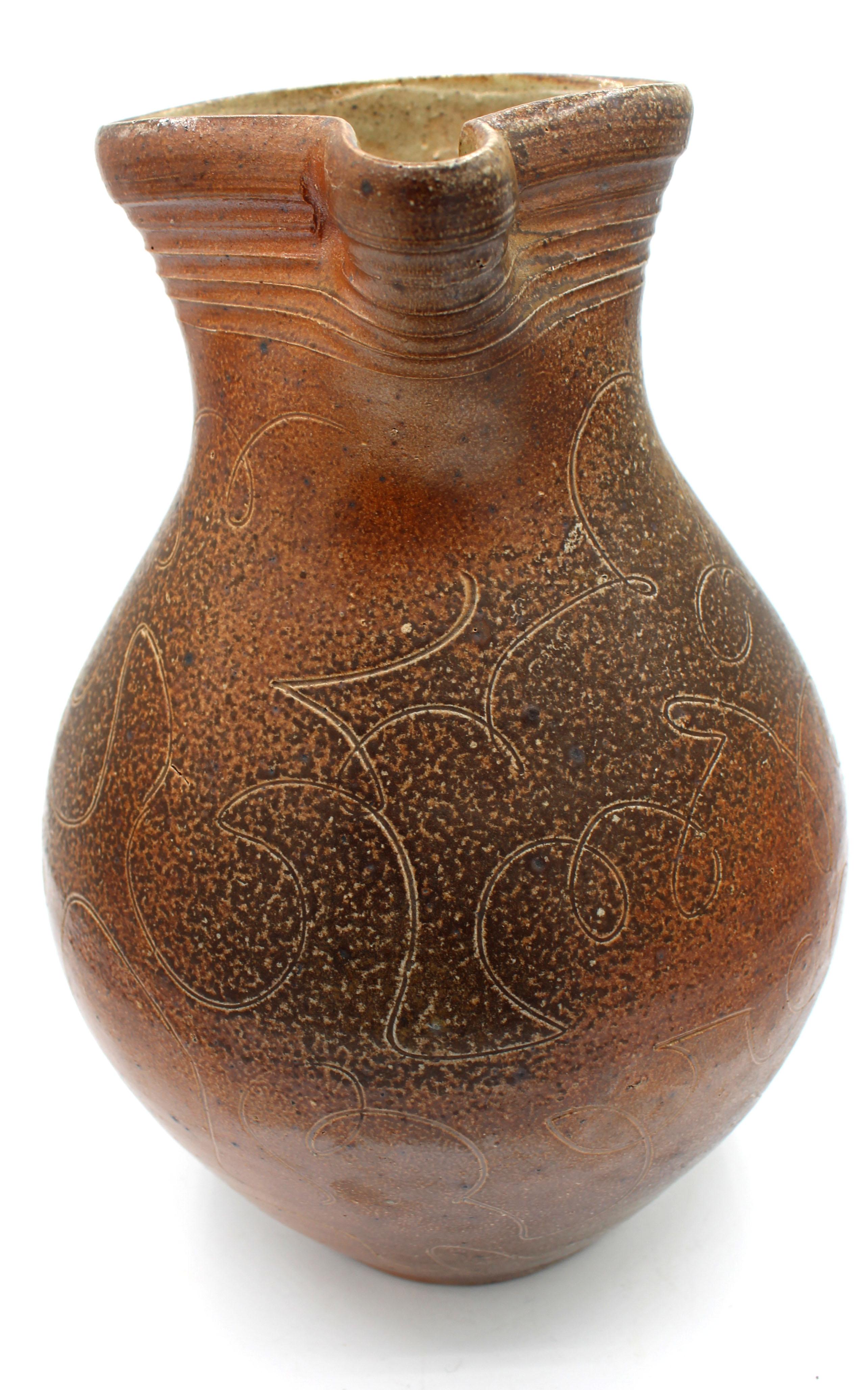 20th Century Large Pottery Pitcher by Mark Hewitt, Chatham Co., NC, November 1995 For Sale
