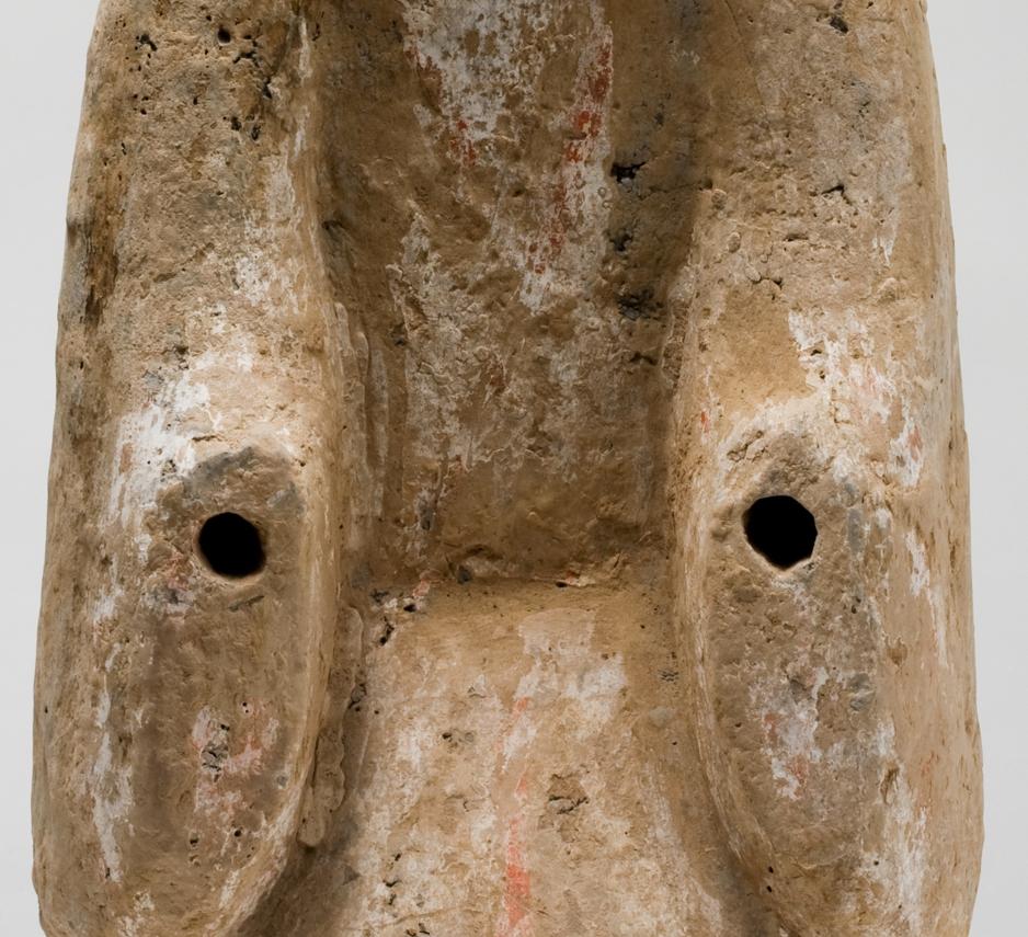 18th Century and Earlier Large Pottery Standing Figure of Attendant, Han dynasty For Sale