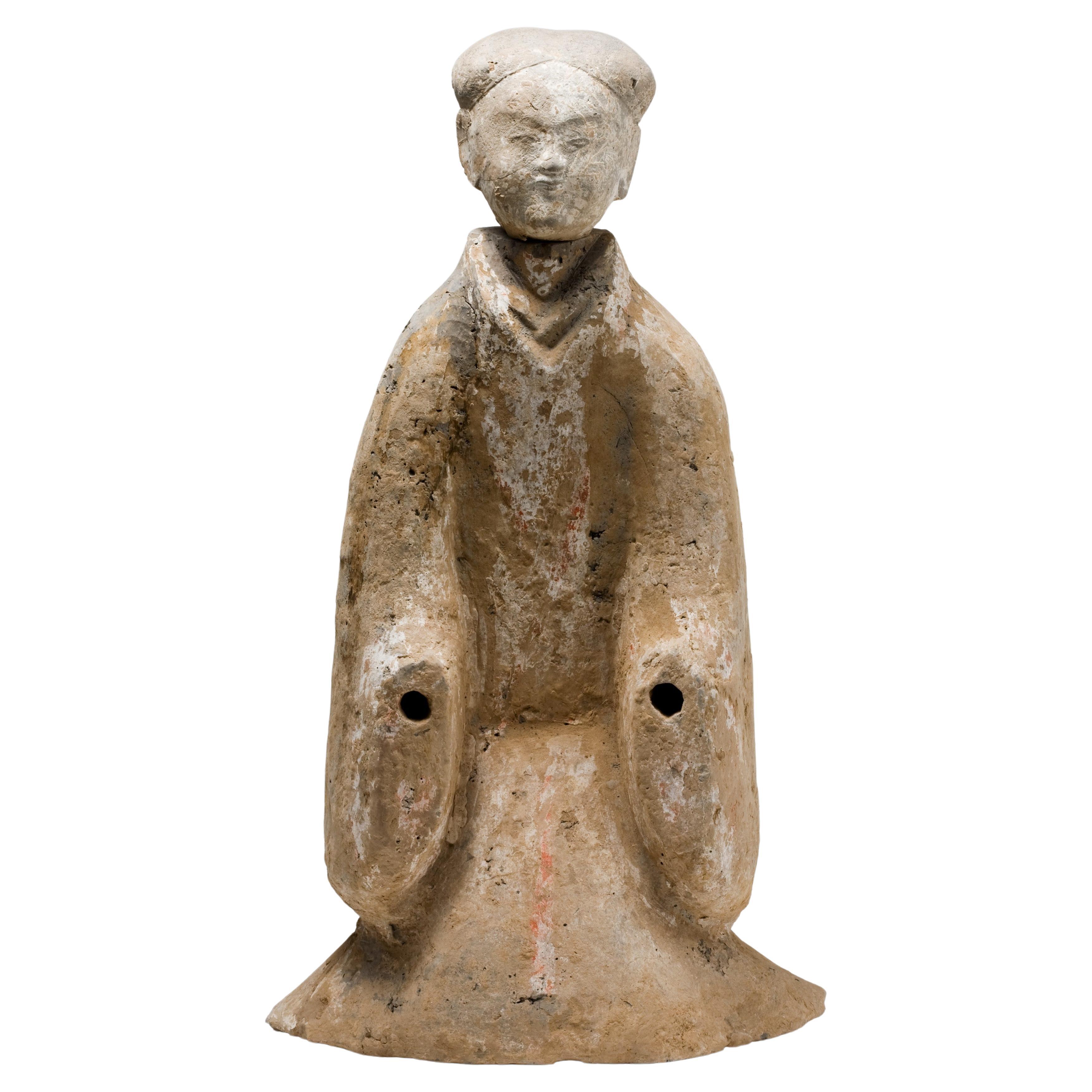 Large Pottery Standing Figure of Attendant, Han dynasty