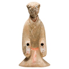 Grande figurine de préposé debout en poterie, dynastie Han