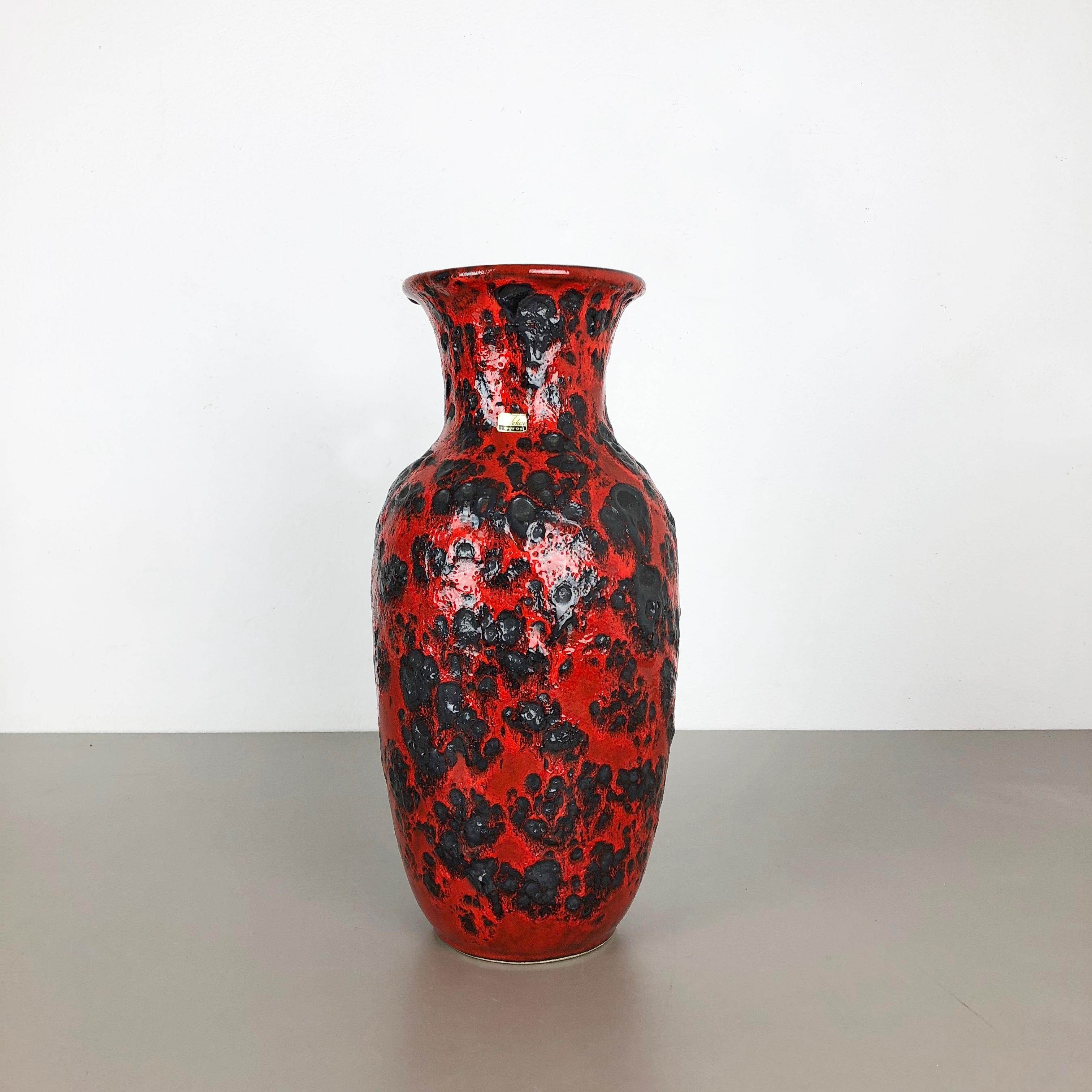 Mid-Century Modern Large Pottery super color Fat Lava Multi-Color 239-41 Vase Scheurich WGP, 1970s