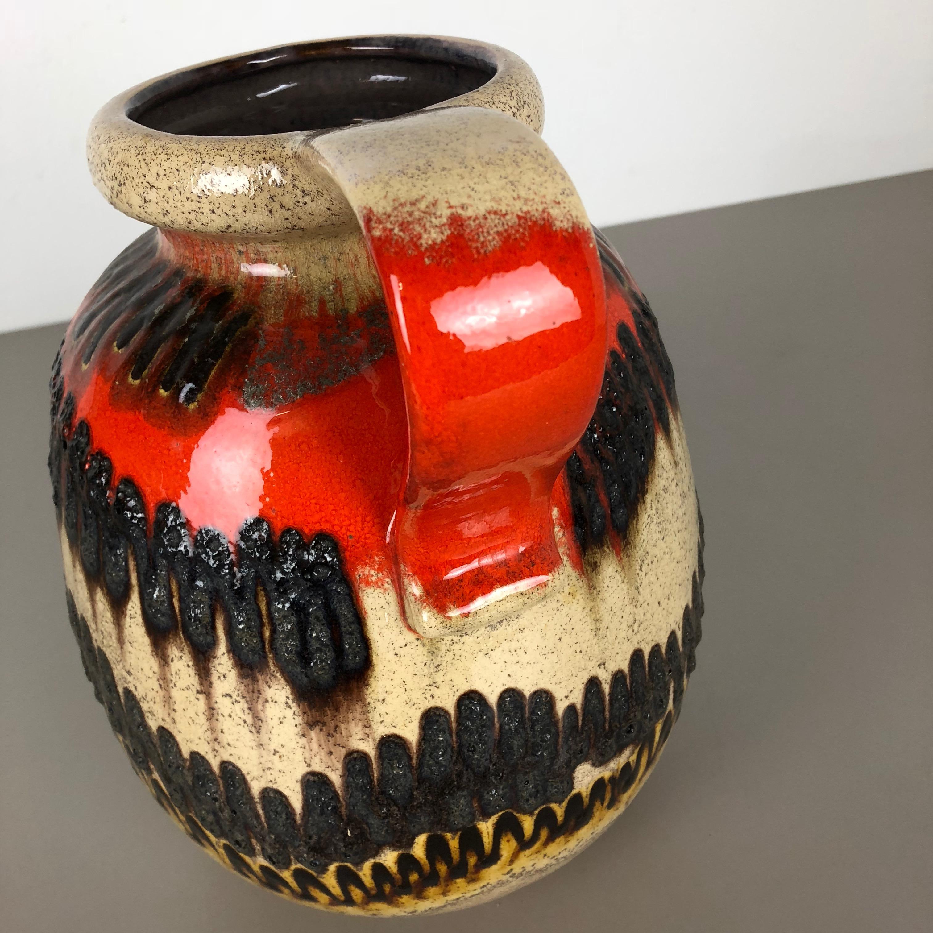 Large Pottery Super Color Fat Lava Multi-Color 484-30 Vase Scheurich WGP, 1970s 1