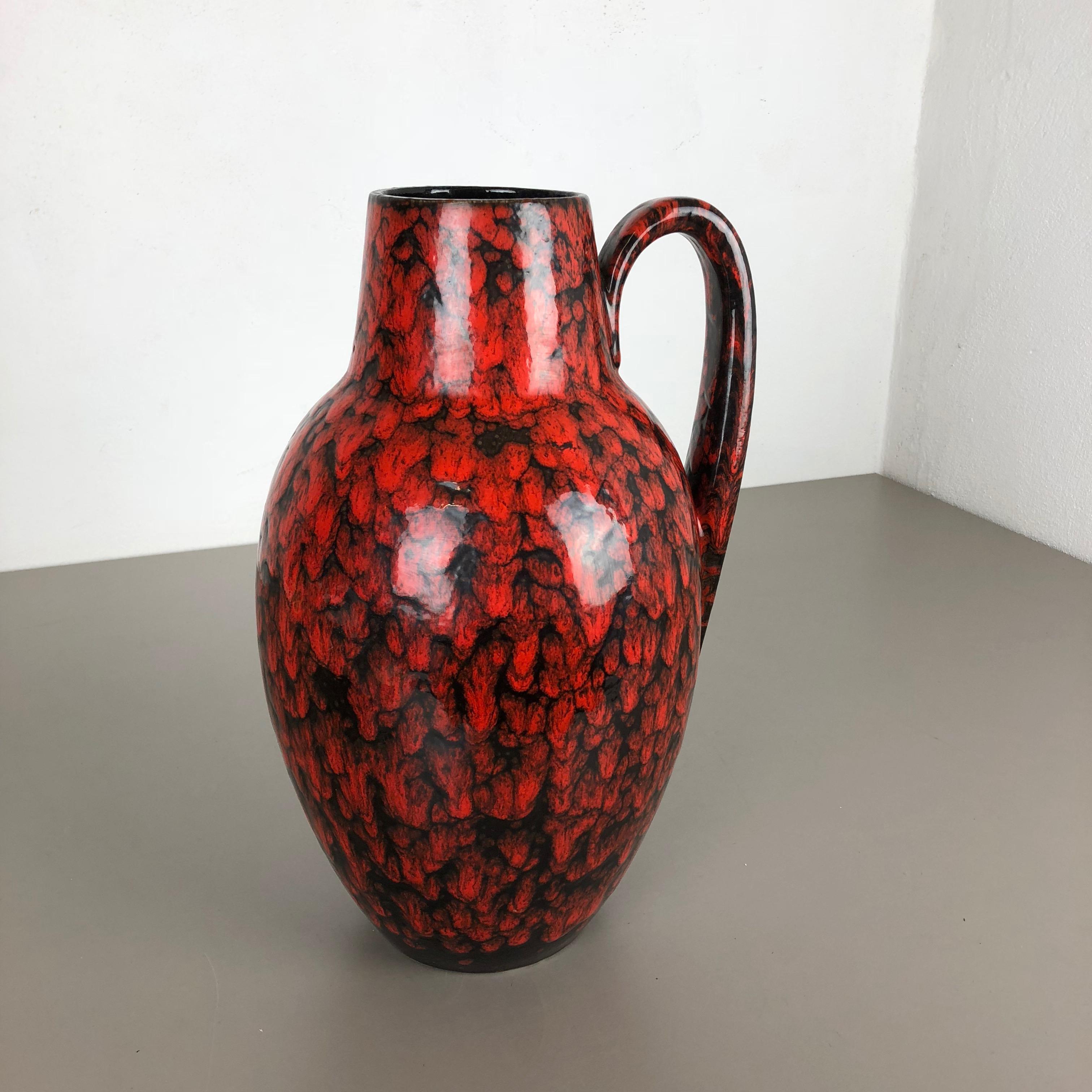 Mid-Century Modern Large Pottery Super Fat Lava Multi-Color 270-38 Vase Made by Scheurich, 1970s