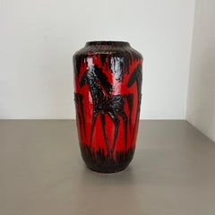 Large Pottery Super Fat Lava Multi-Color 517-38 "HORSE" Vase by Scheurich, 1970s
