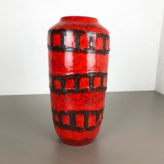 Large Pottery Super Fat Lava Multi-Color 517-45 Vase Made by Scheurich, 1970s