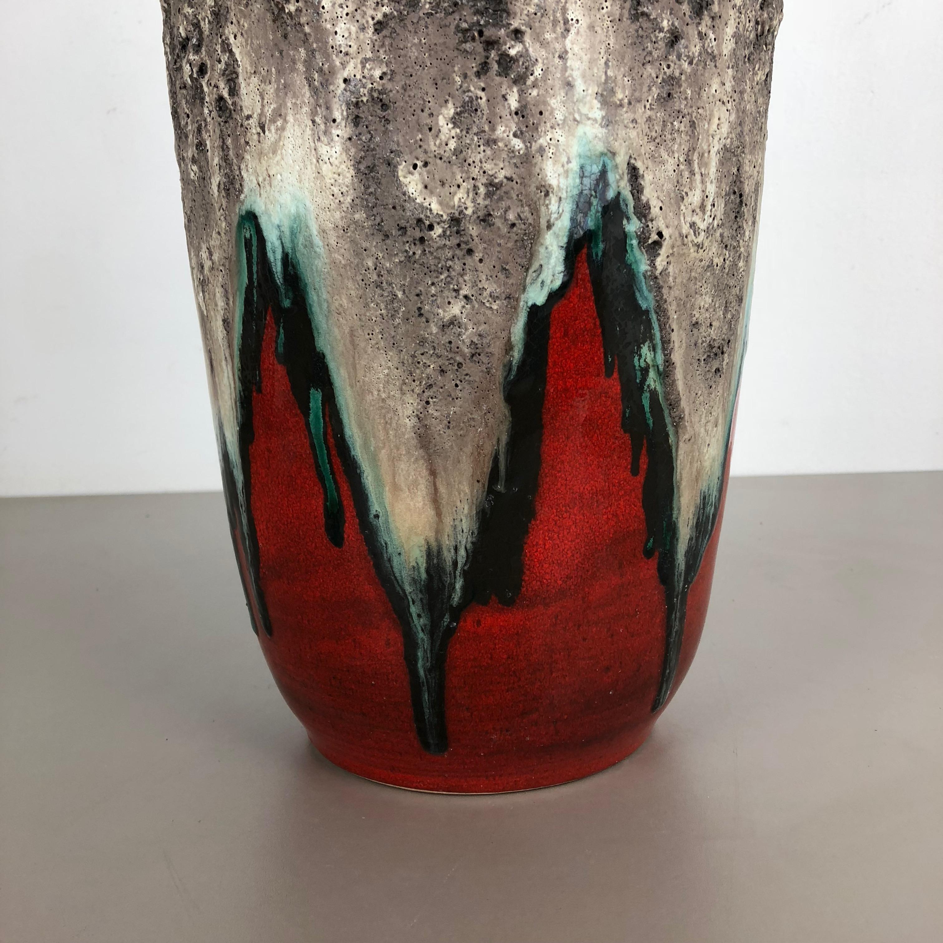 Mid-Century Modern Large Pottery super Fat Lava Multi-Color 517-45 Vase Made by Scheurich, 1970s