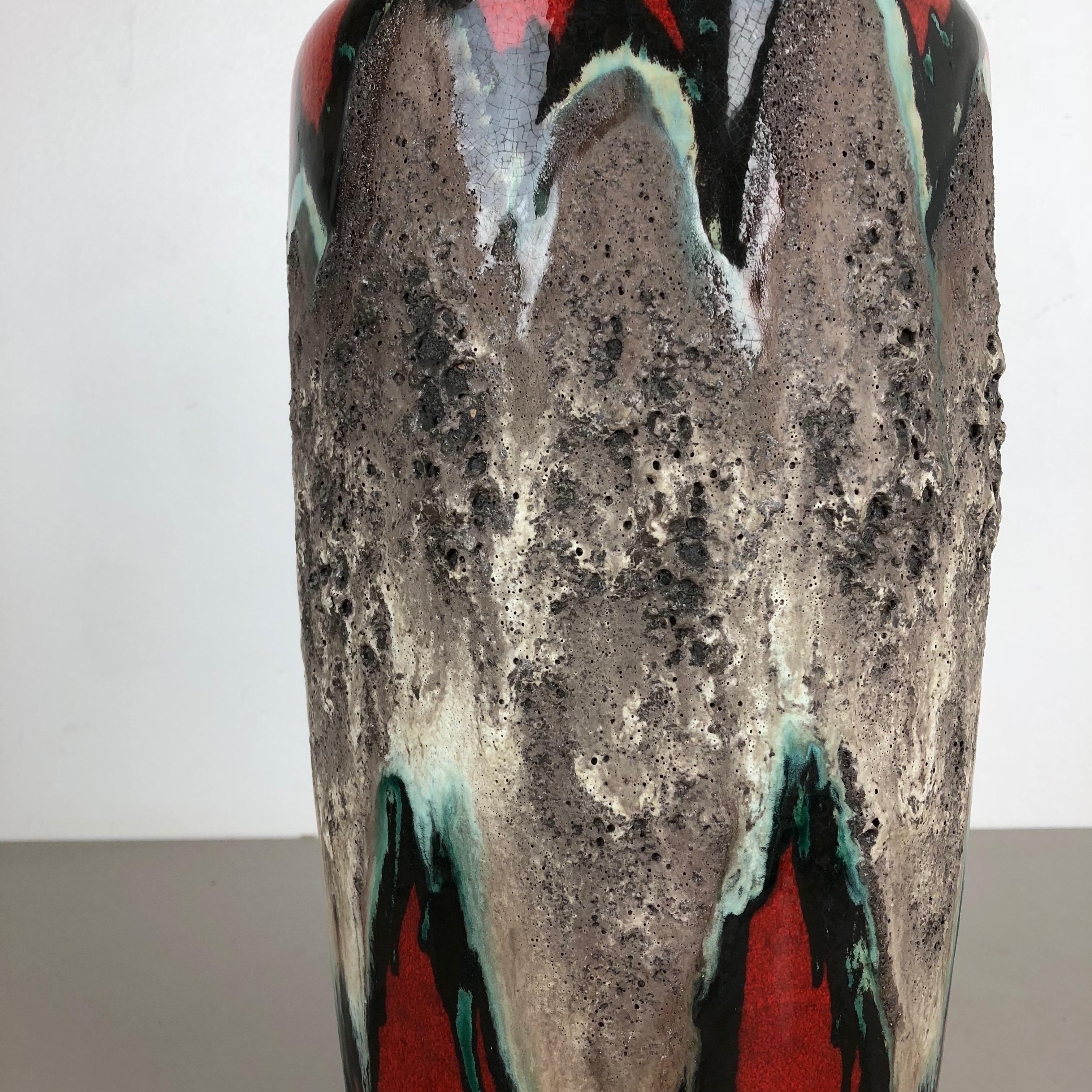 German Large Pottery super Fat Lava Multi-Color 517-45 Vase Made by Scheurich, 1970s
