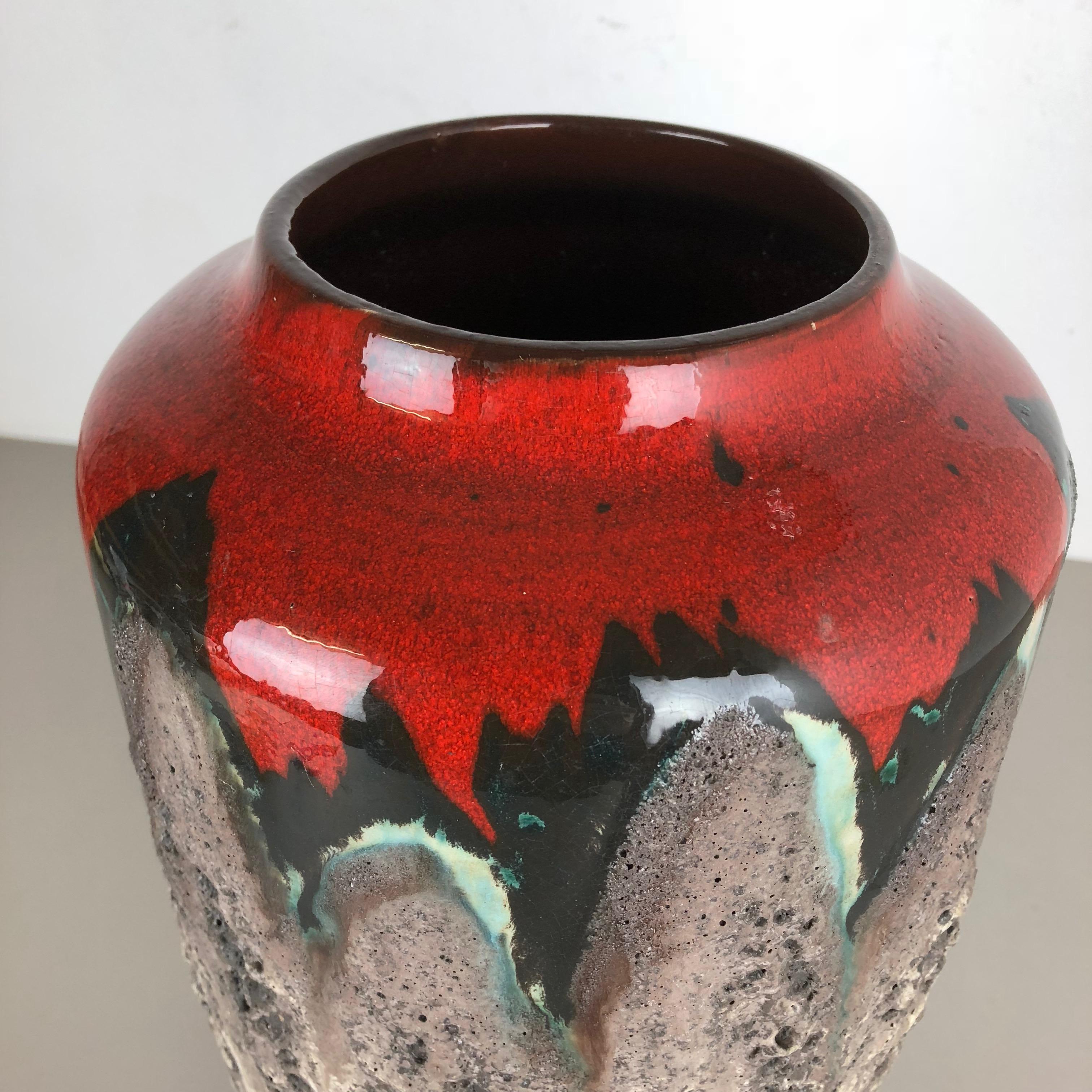 Ceramic Large Pottery super Fat Lava Multi-Color 517-45 Vase Made by Scheurich, 1970s