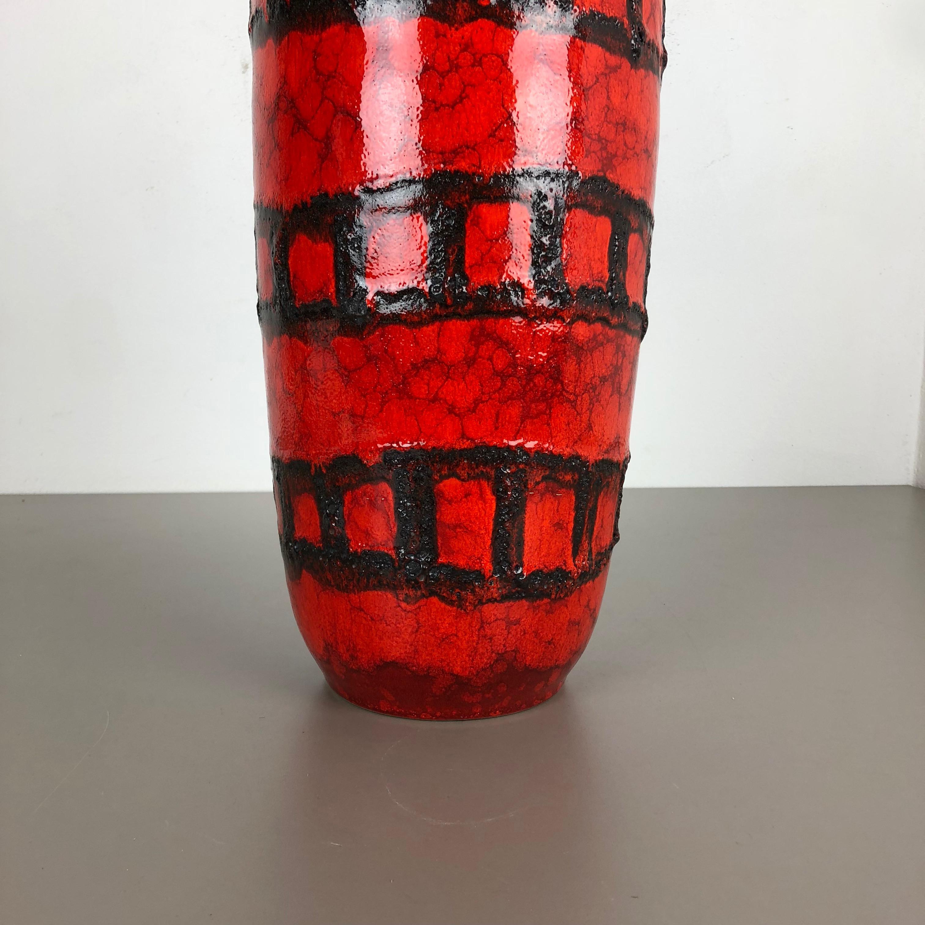 Ceramic Large Pottery Super Fat Lava Multi-Color 517-45 Vase Made by Scheurich, 1970s