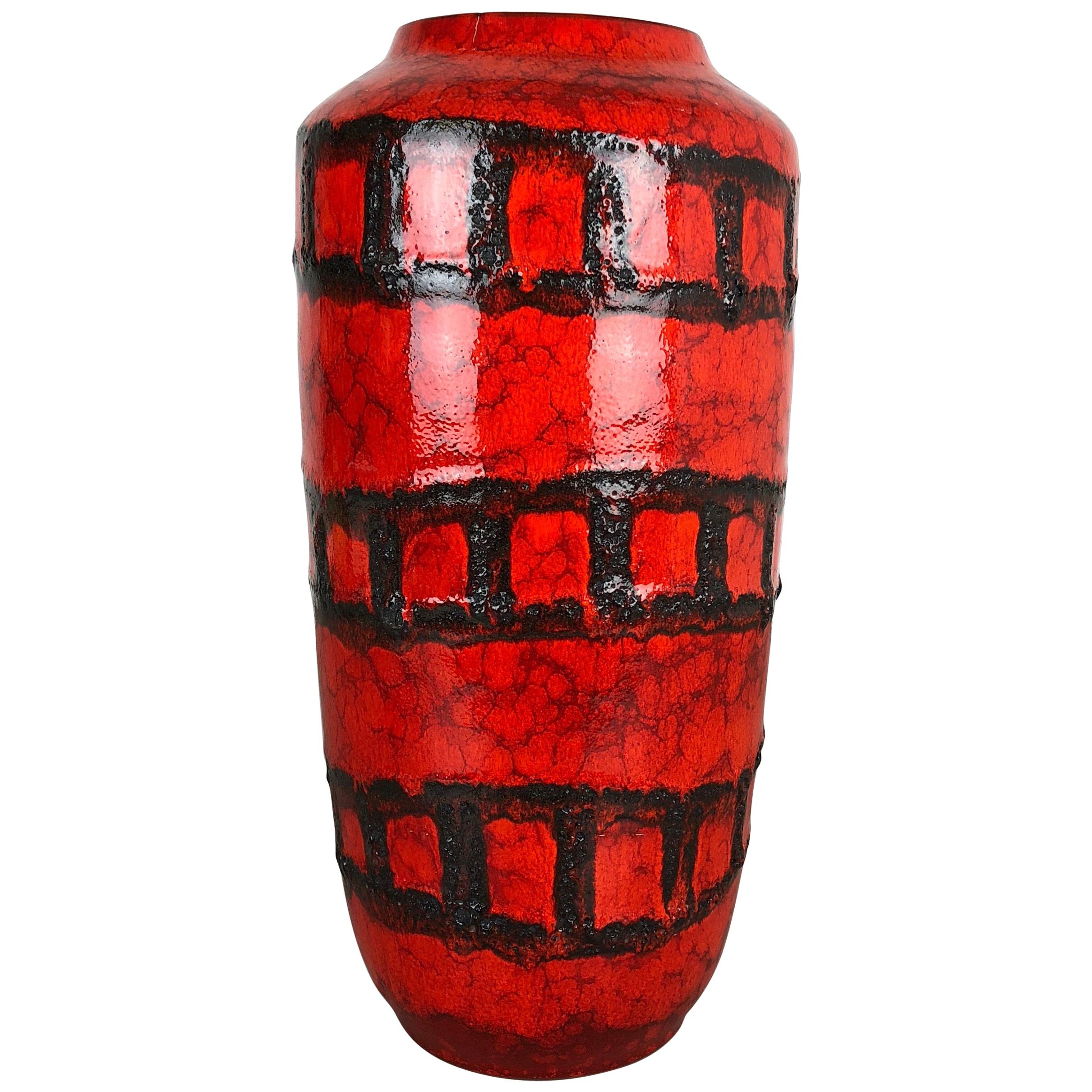 Large Pottery Super Fat Lava Multi-Color 517-45 Vase Made by Scheurich, 1970s