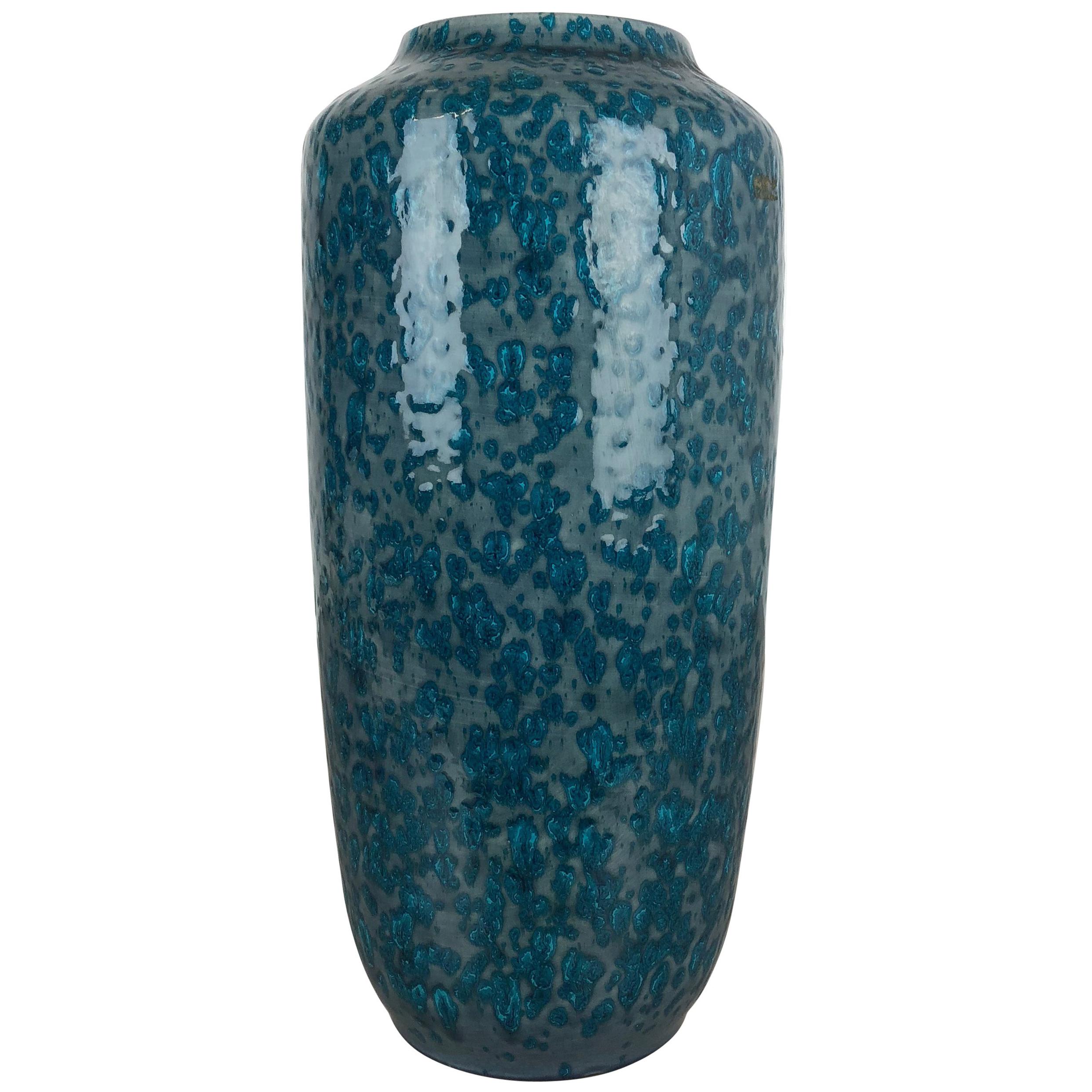 Grand vase en poterie lave grasse multicolore 517-45 fabriqué par Scheurich, 1970