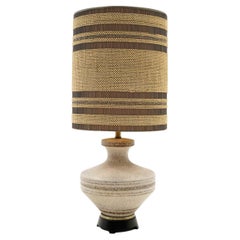 Large Pottery Table Lamp with Exceptional Original Shade