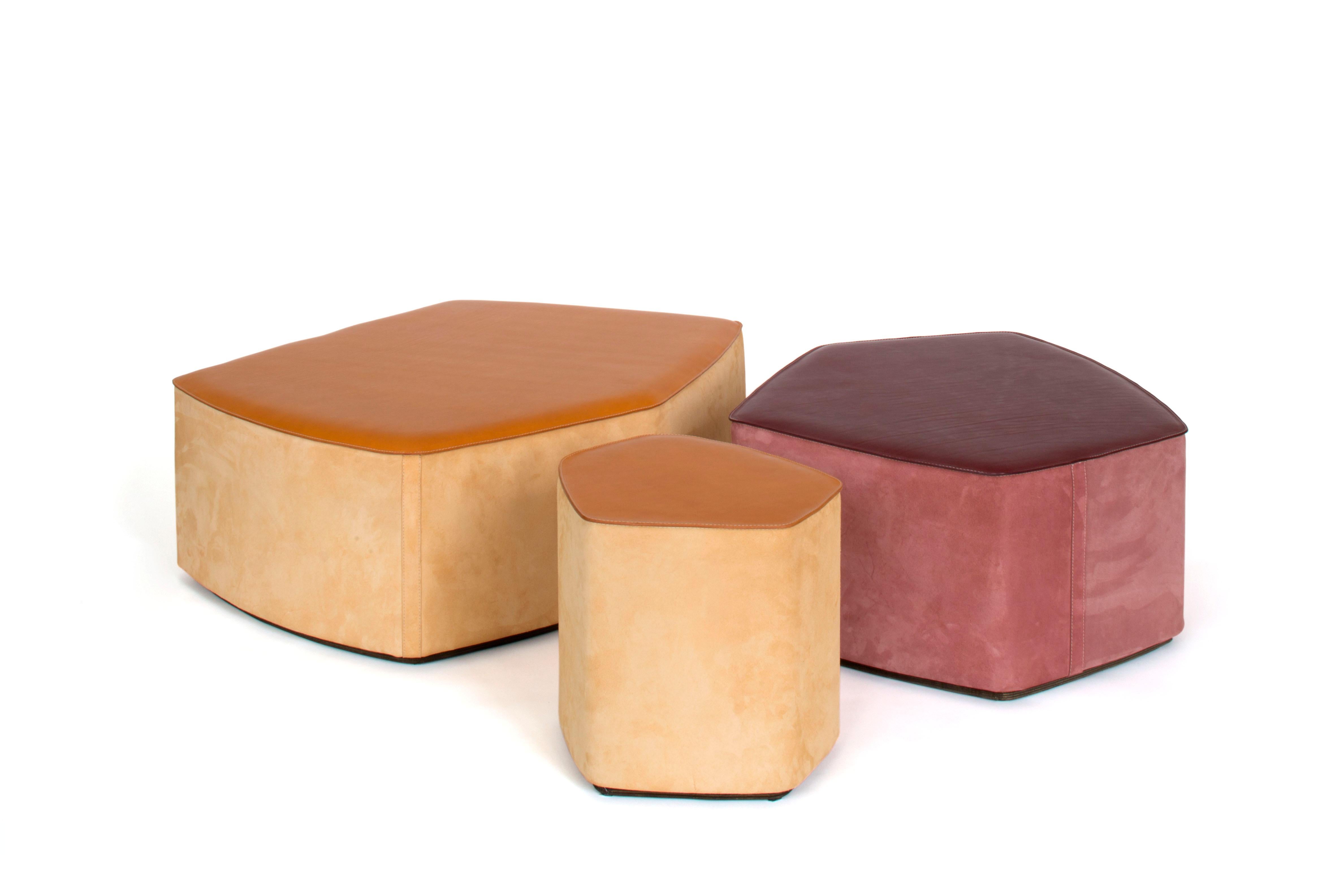 Grand Pouf ! Tabouret en cuir de Nestor Perkal en vente 5