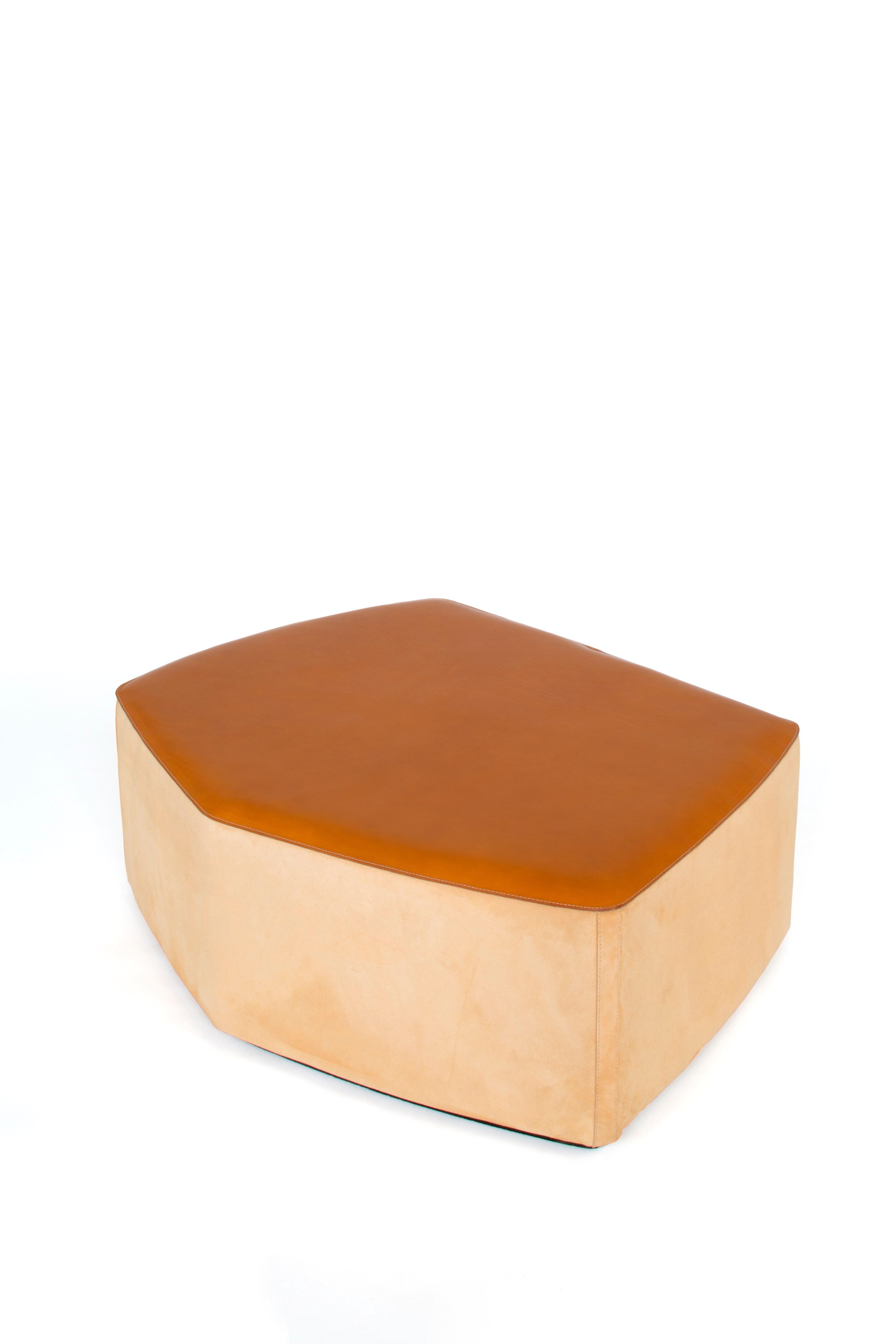 Post-Modern Large Pouf! Leather Stool by Nestor Perkal For Sale