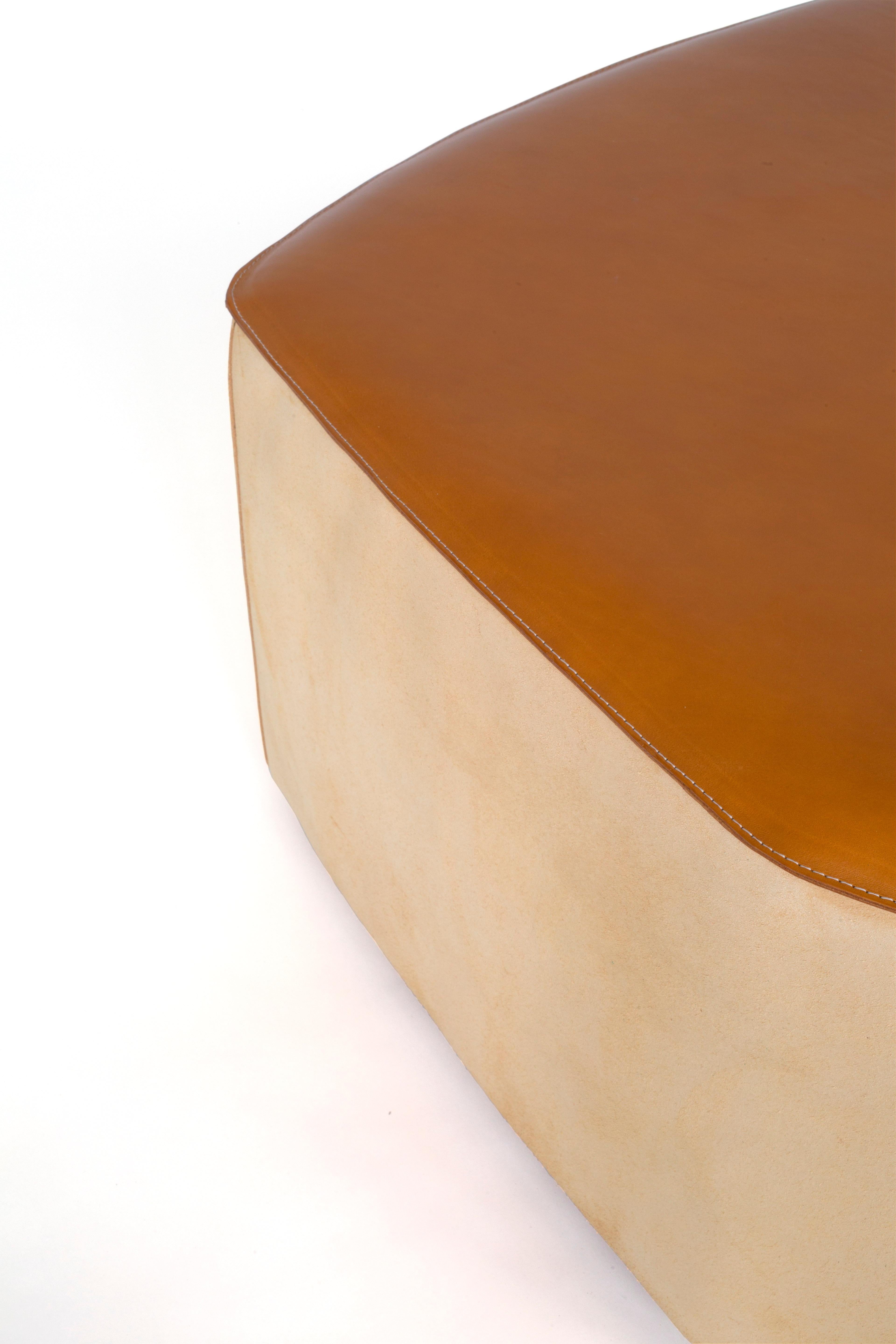 Italian Large Pouf! Leather Stool by Nestor Perkal For Sale