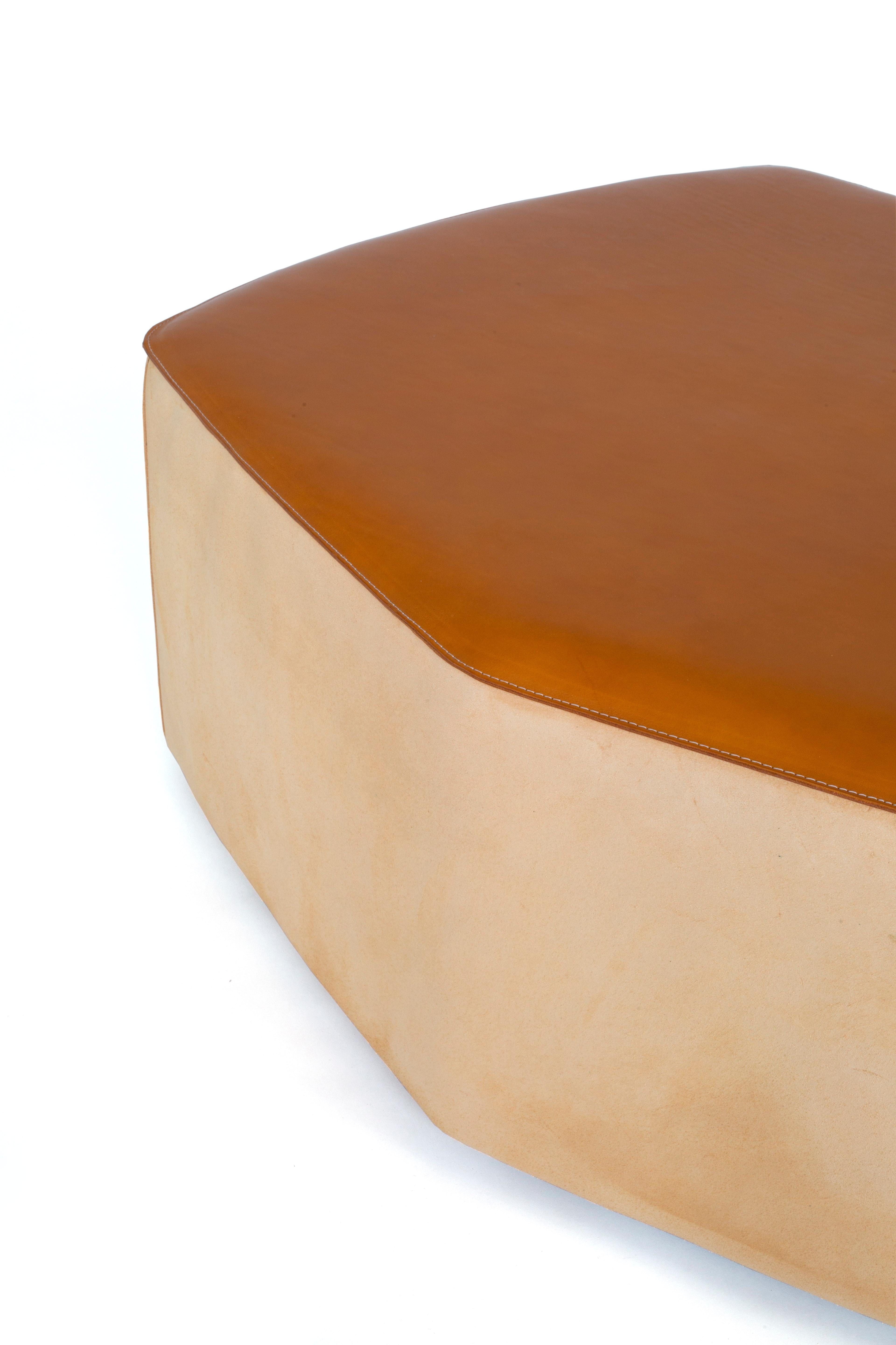 Large Pouf! Leather Stool by Nestor Perkal In New Condition For Sale In Geneve, CH