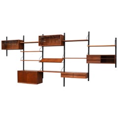 Large Poul Cadovius Royal Wall Unit in Teak, Denmark, 1950s