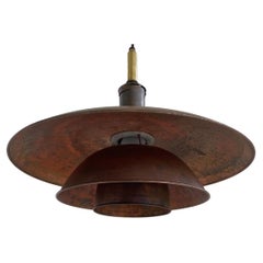 Large Poul Henningsen Pendant 'Patented' in Copper, L. Poulsen Denmark 1930s
