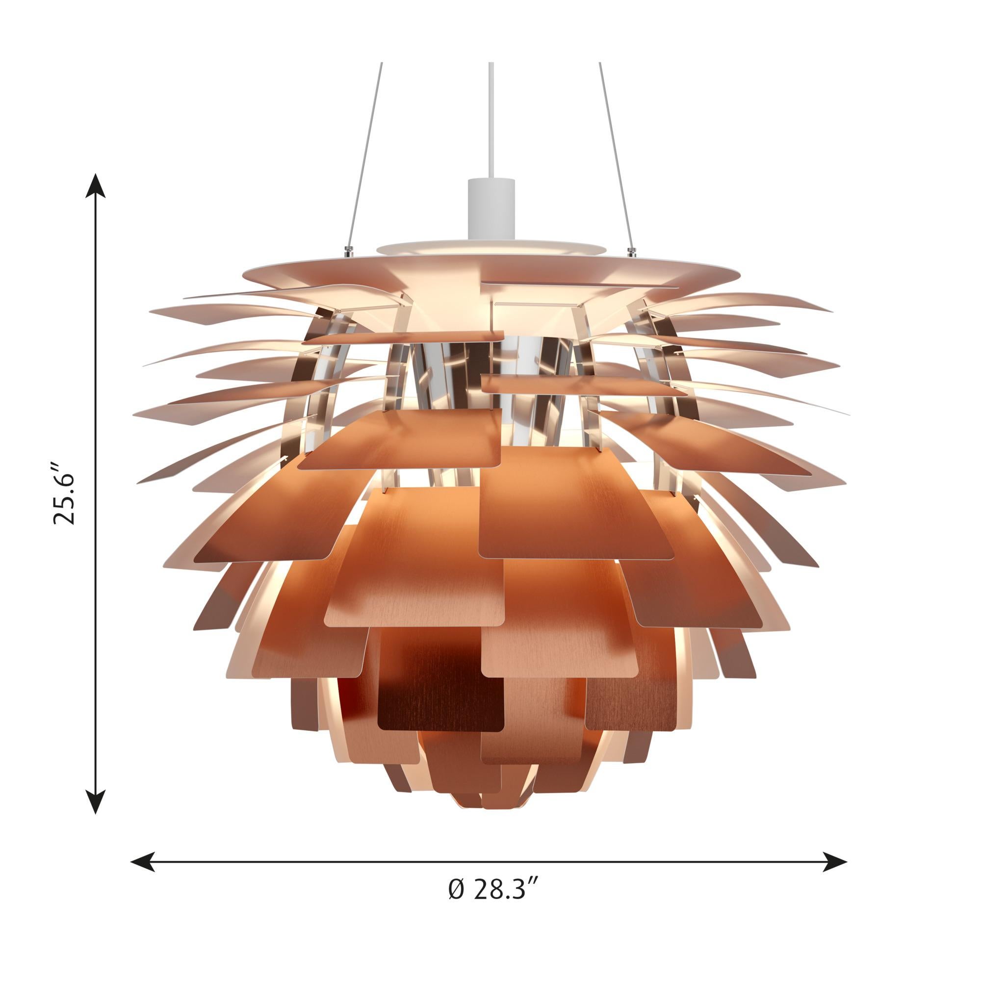 Large Poul Henningsen 'PH Artichoke' Copper Chandelier for Louis Poulsen For Sale 8