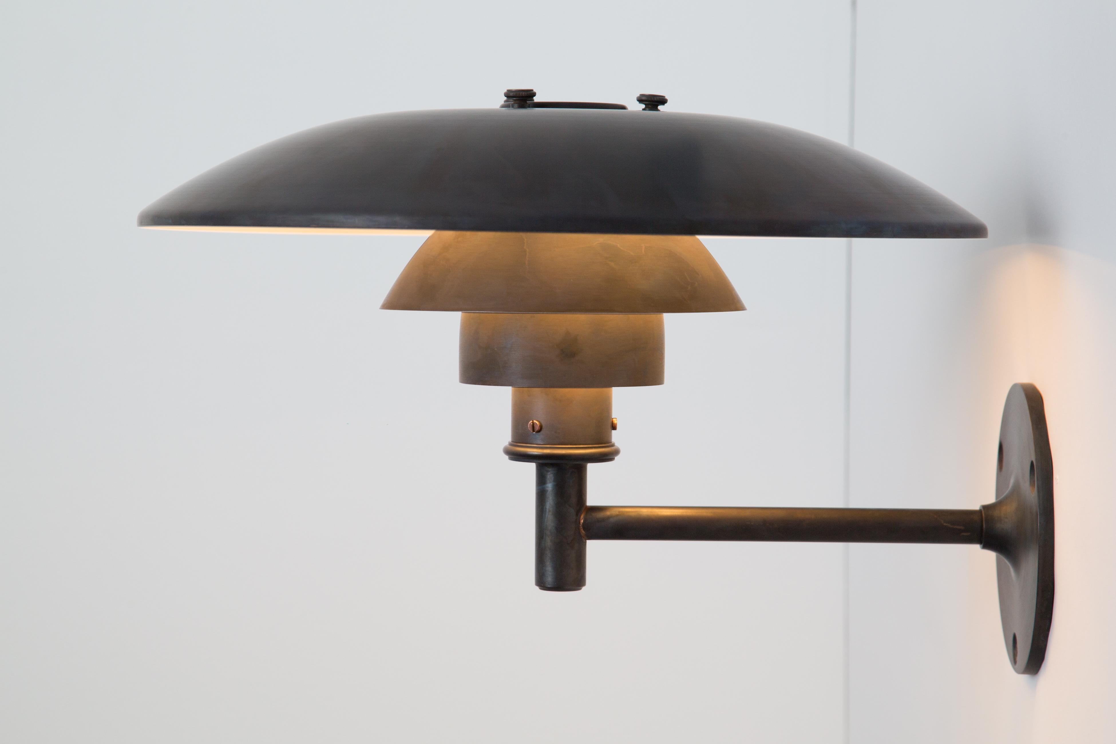 Danish Large Poul Henningsen 'PH Wall' Brown Patinated Outdoor Lamp for Louis Poulsen For Sale