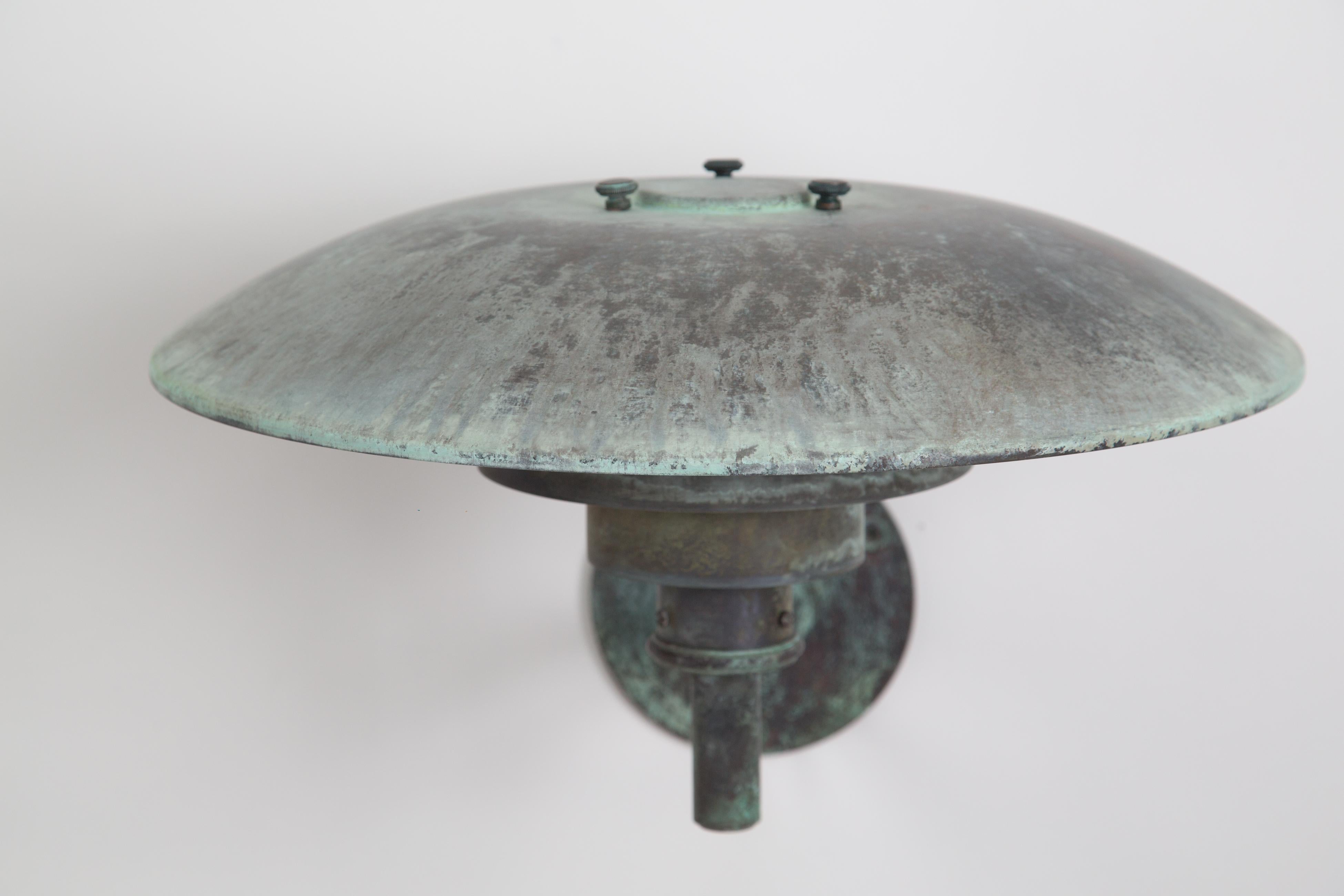 Large Poul Henningsen 'Ph Wall' Darkly Patinated Outdoor Lamp for Louis Poulsen For Sale 2