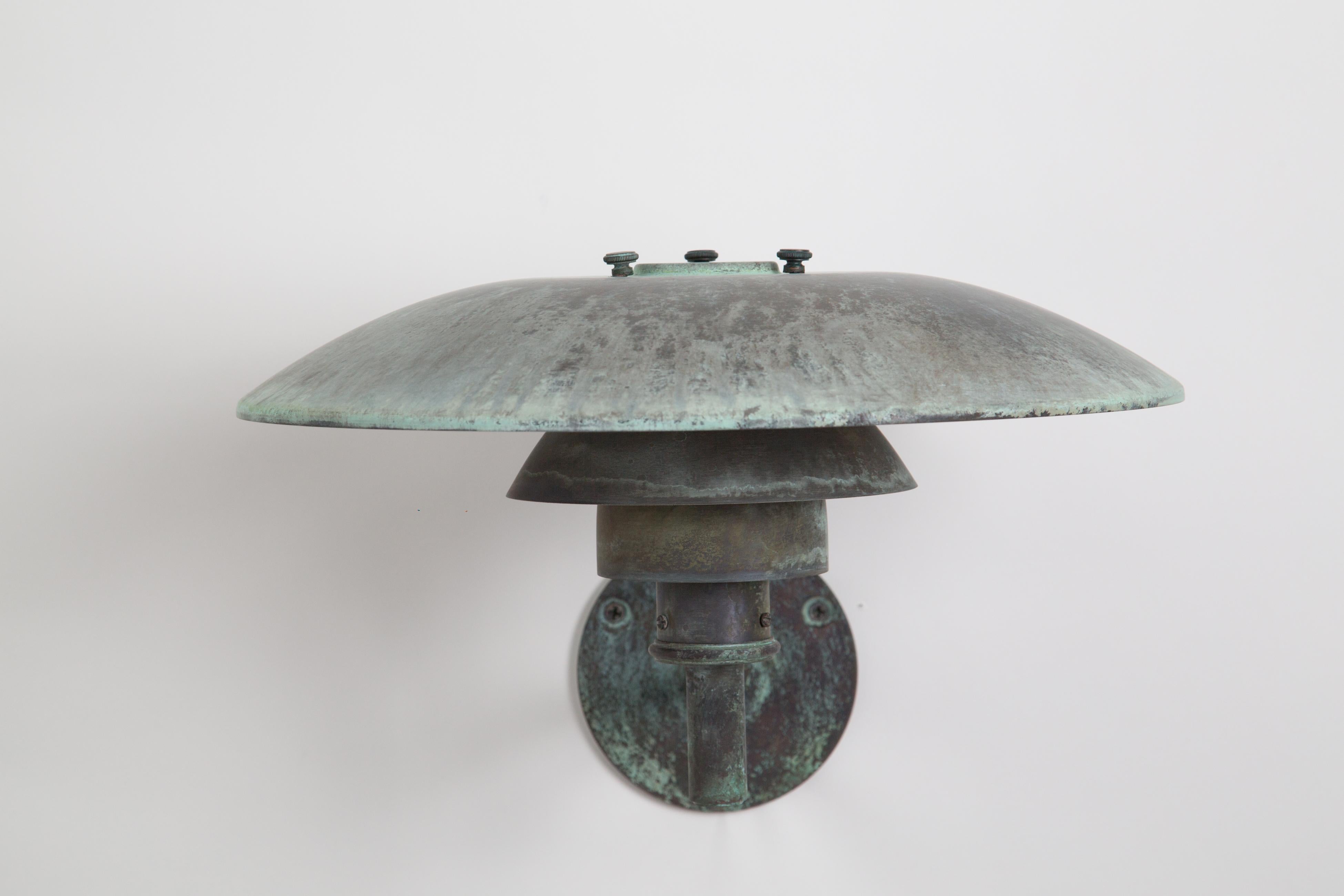 Copper Large Poul Henningsen 'Ph Wall' Darkly Patinated Outdoor Lamp for Louis Poulsen For Sale