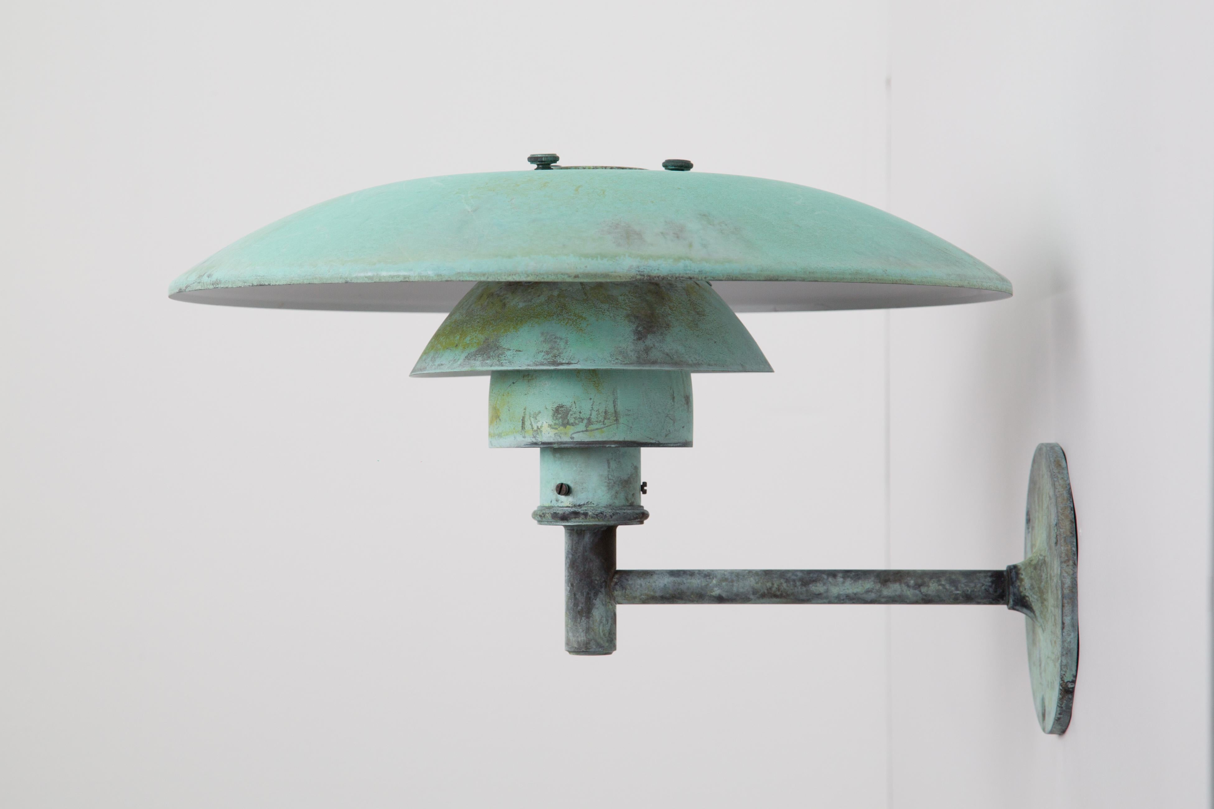 Large Poul Henningsen 'PH Wall' Outdoor Lamp for Louis Poulsen in Verdigris For Sale 3