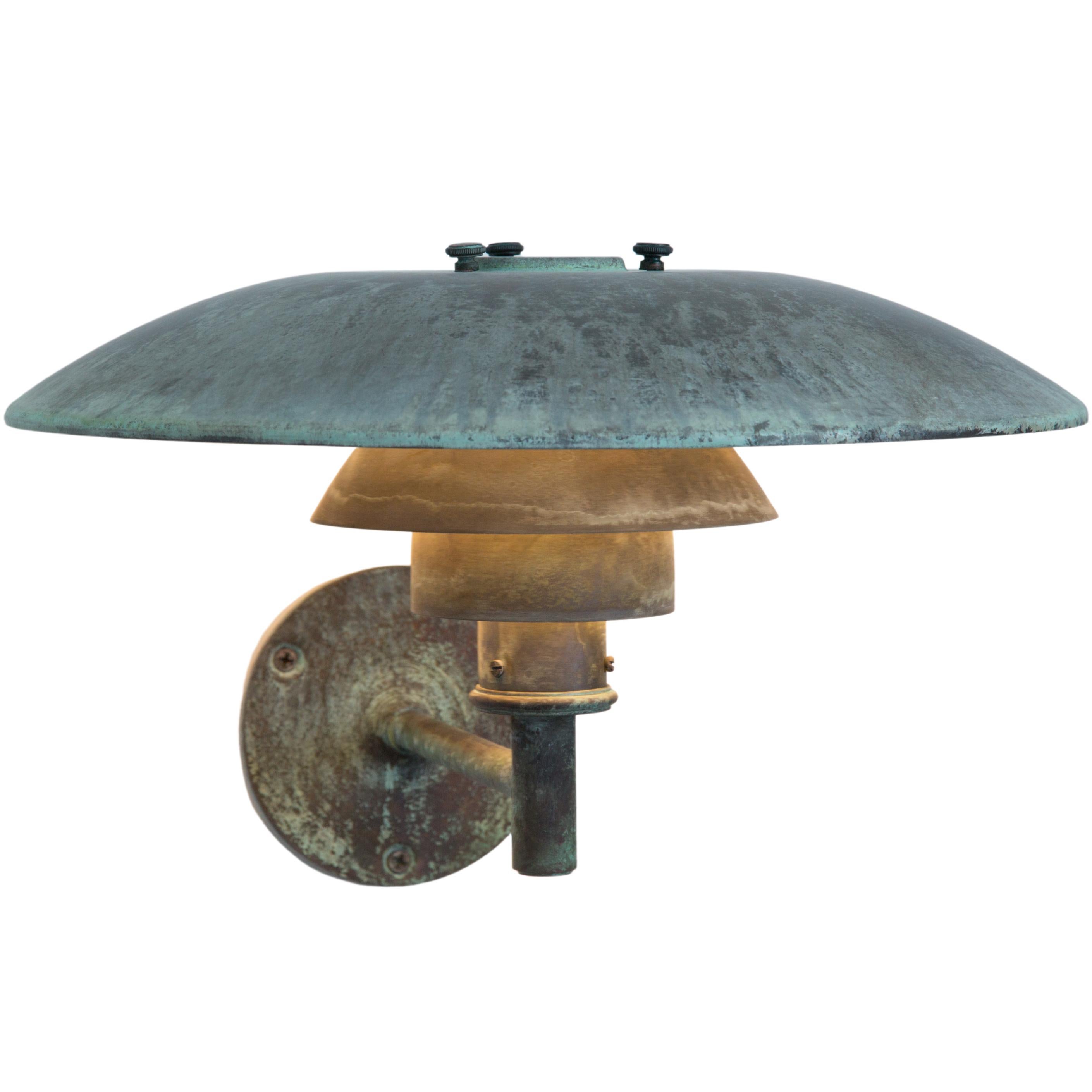 Large Poul Henningsen 'PH Wall' Outdoor Lamp for Louis Poulsen in Verdigris For Sale 5