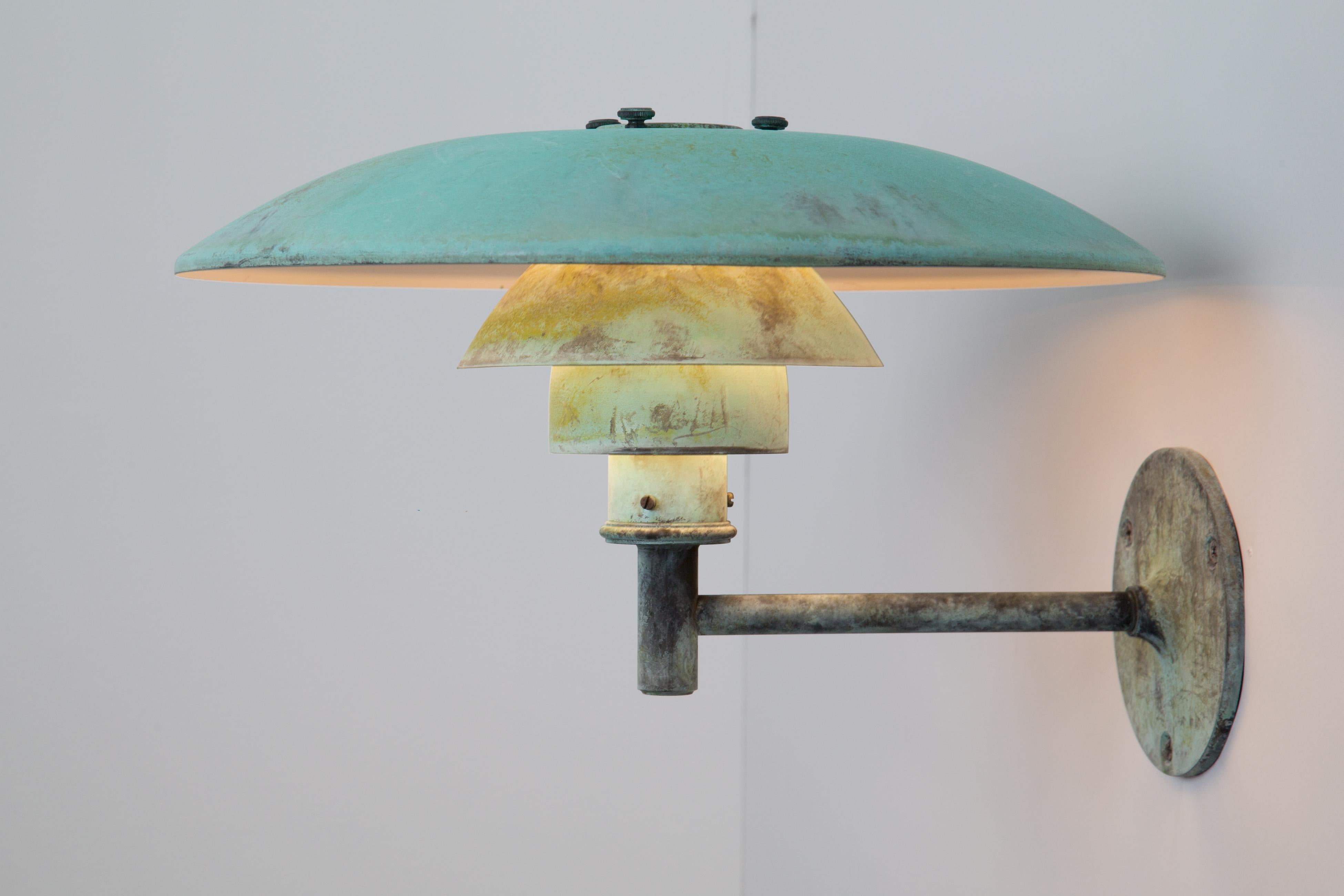 Danish Large Poul Henningsen 'PH Wall' Outdoor Lamp for Louis Poulsen in Verdigris For Sale
