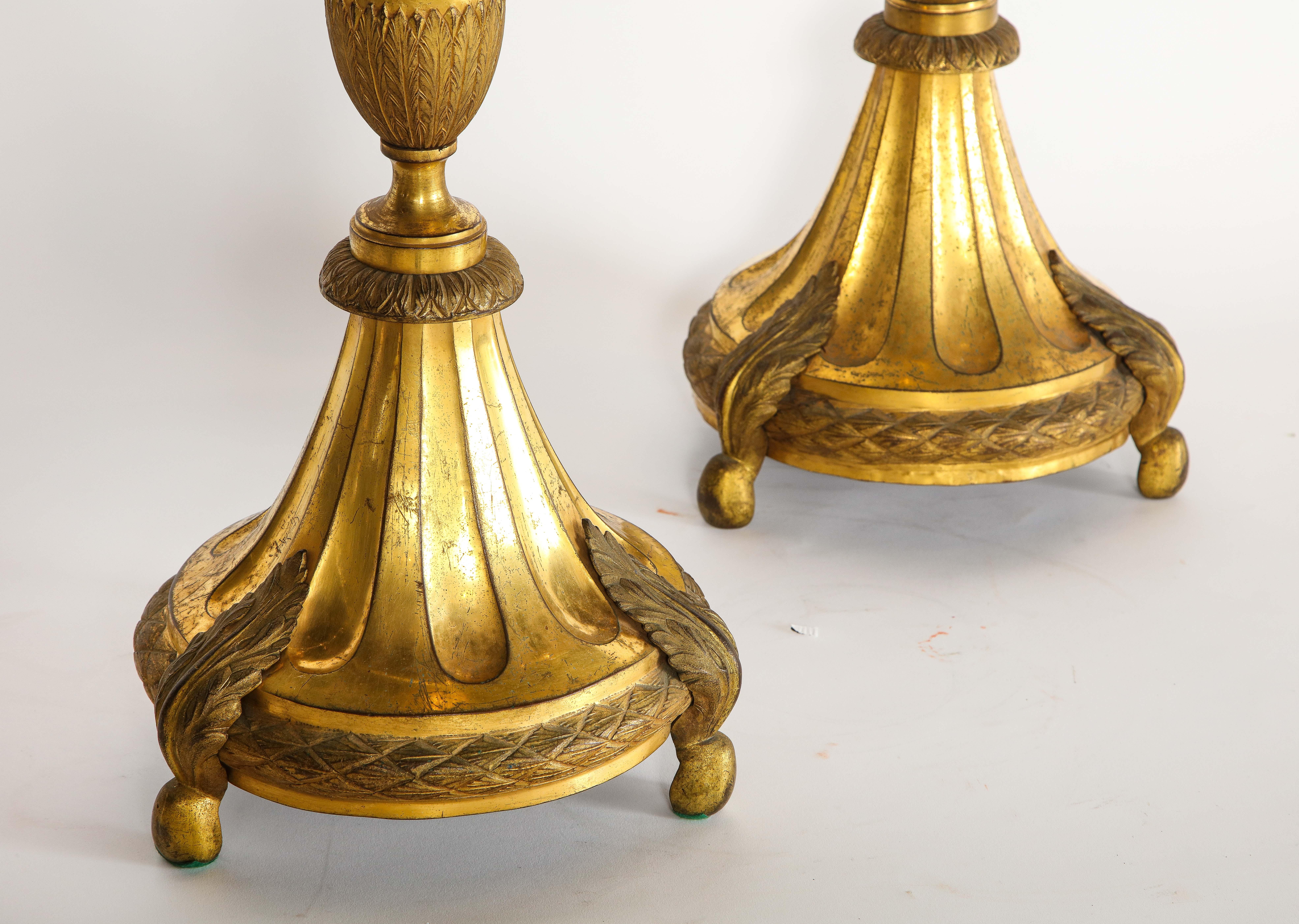 Large Pair of South American/Mexican Dore Bronze 18th Century Candleholders For Sale 5