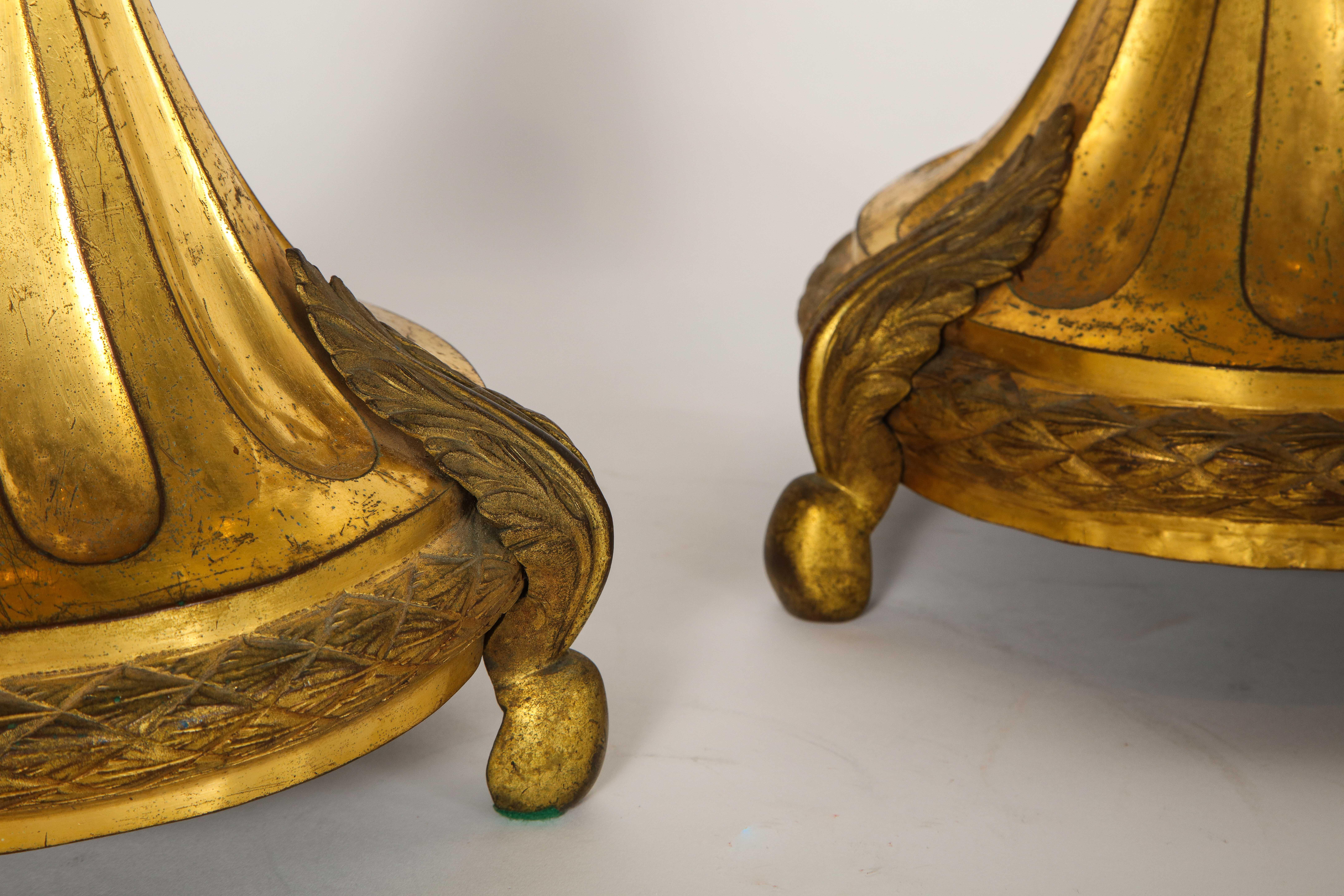 Large Pair of South American/Mexican Dore Bronze 18th Century Candleholders For Sale 6