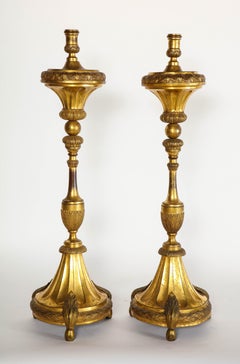 Großes Paar südamerikanischer/mexikanischer Dore-Bronze-Kerzenhalter aus dem 18