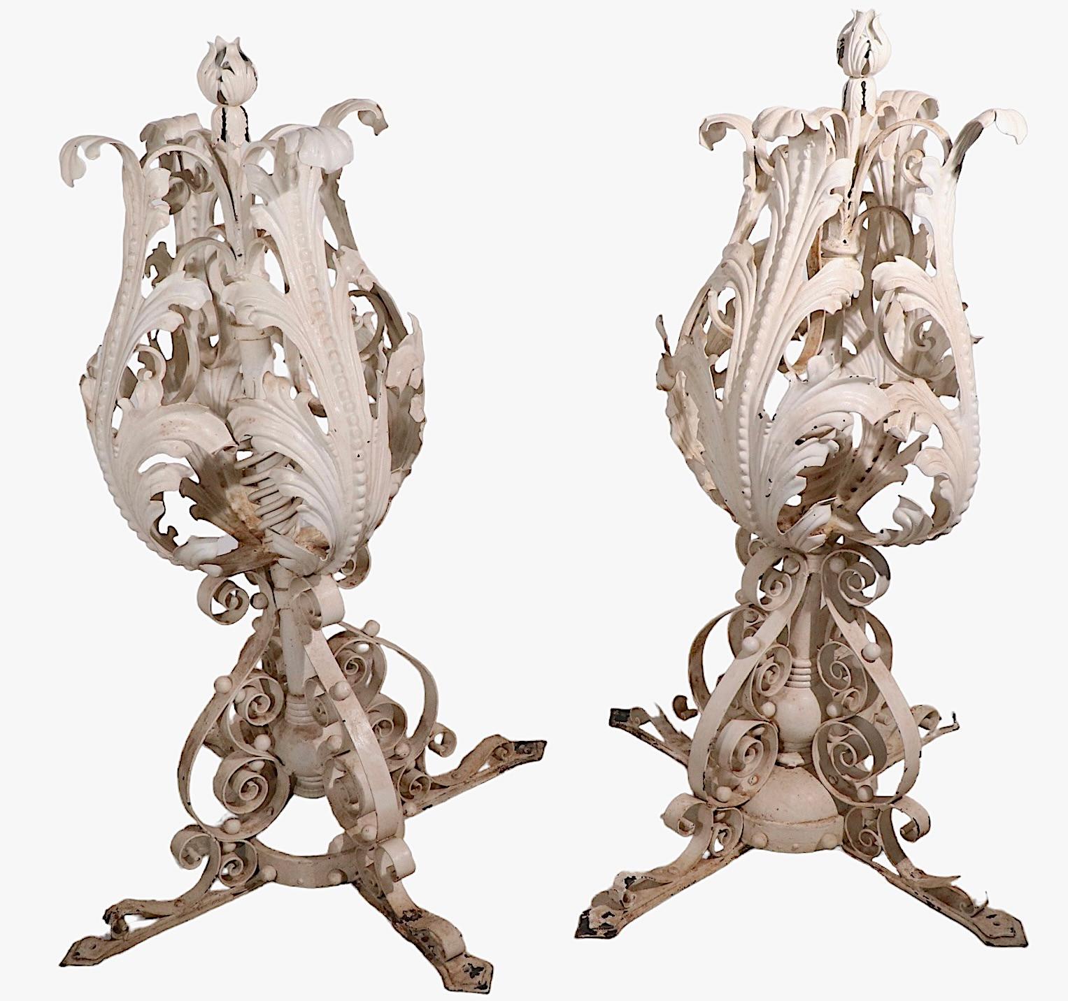 19th Century  Large Pr. Wrought Iron Finials English  19th C. For Sale