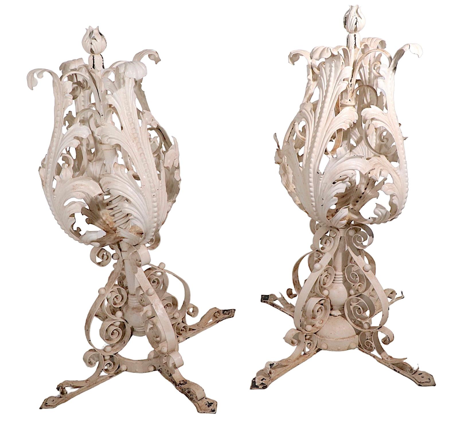  Large Pr. Wrought Iron Finials English  19th C. For Sale 1