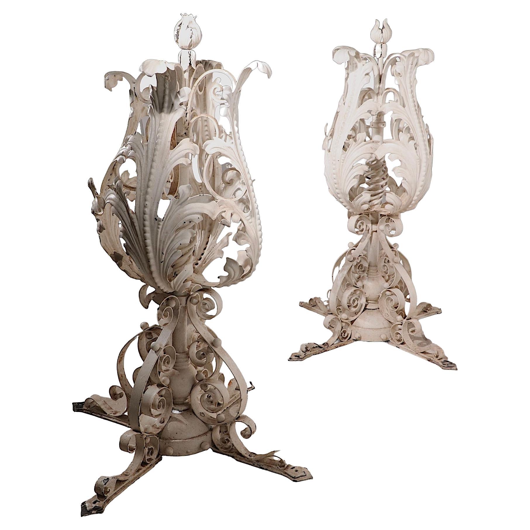  Large Pr. Wrought Iron Finials English  19th C. For Sale