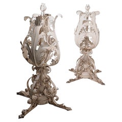  Large Pr. Wrought Iron Finials English  19th C.