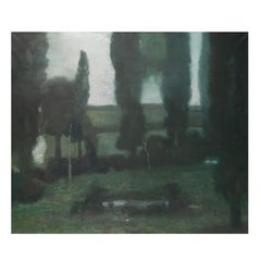 Large Preben Fjederholt Painting Park landscape