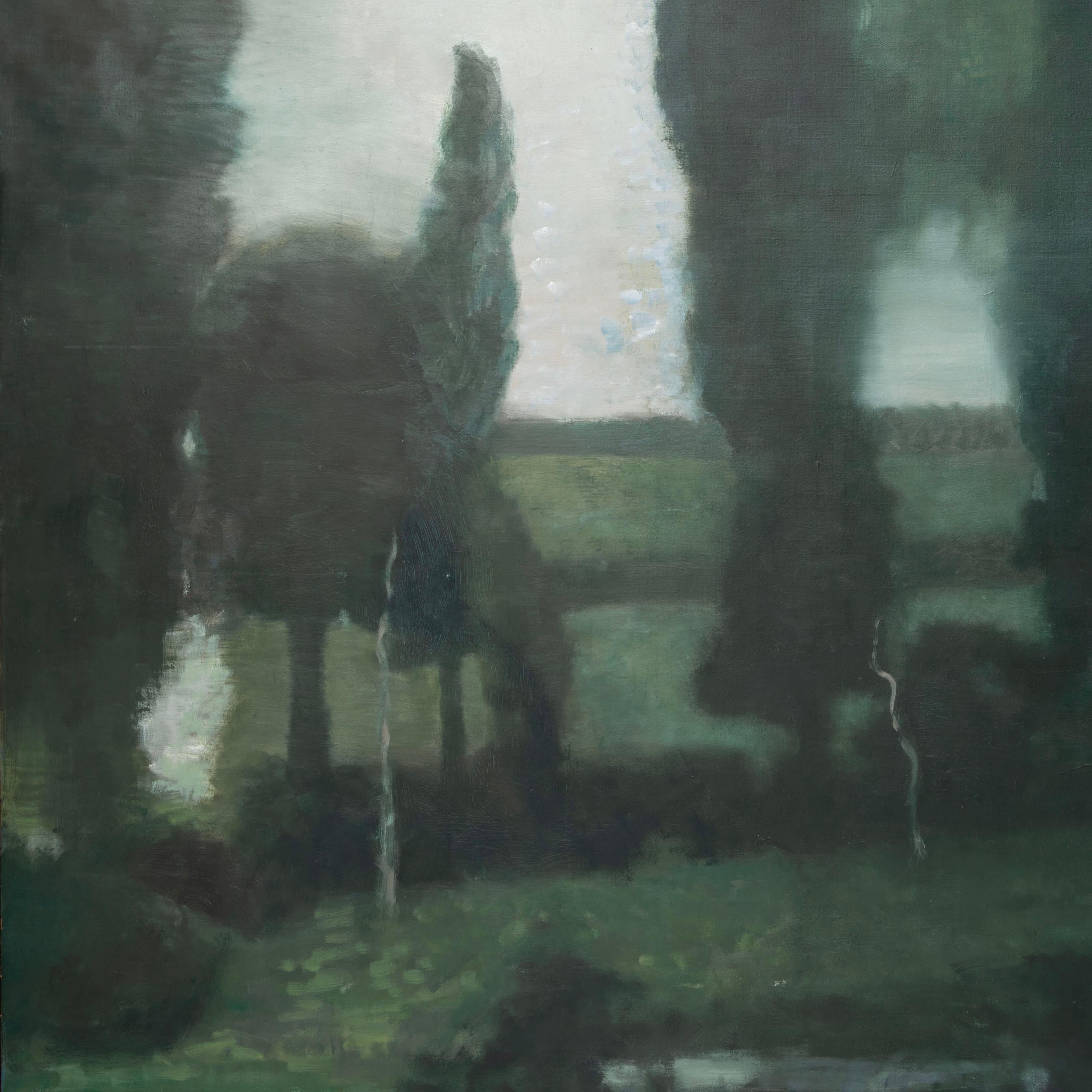 Canvas Large Preben Fjederholt Painting Park landscape For Sale