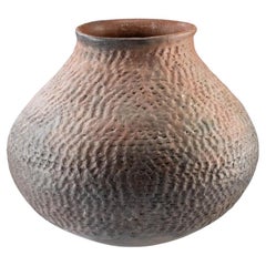 Large Prehistoric Mogollon Corrugated Redware Olla Vase, Vessel, Pot