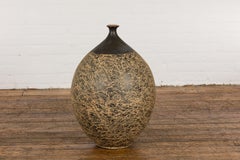 Large Prem Collection Hand Crafted Artisan Vase with Black and Brown Décor