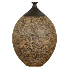 Large Prem Collection Hand Crafted Artisan Vase with Black and Brown Décor