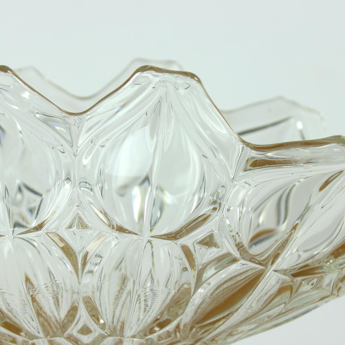 Mid-20th Century Large Pressed Glass Bowl, Tulip Collection Hermanowa Hut, 1957 For Sale
