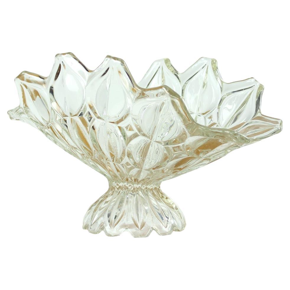 Large Pressed Glass Bowl, Tulip Collection Hermanowa Hut, 1957 For Sale