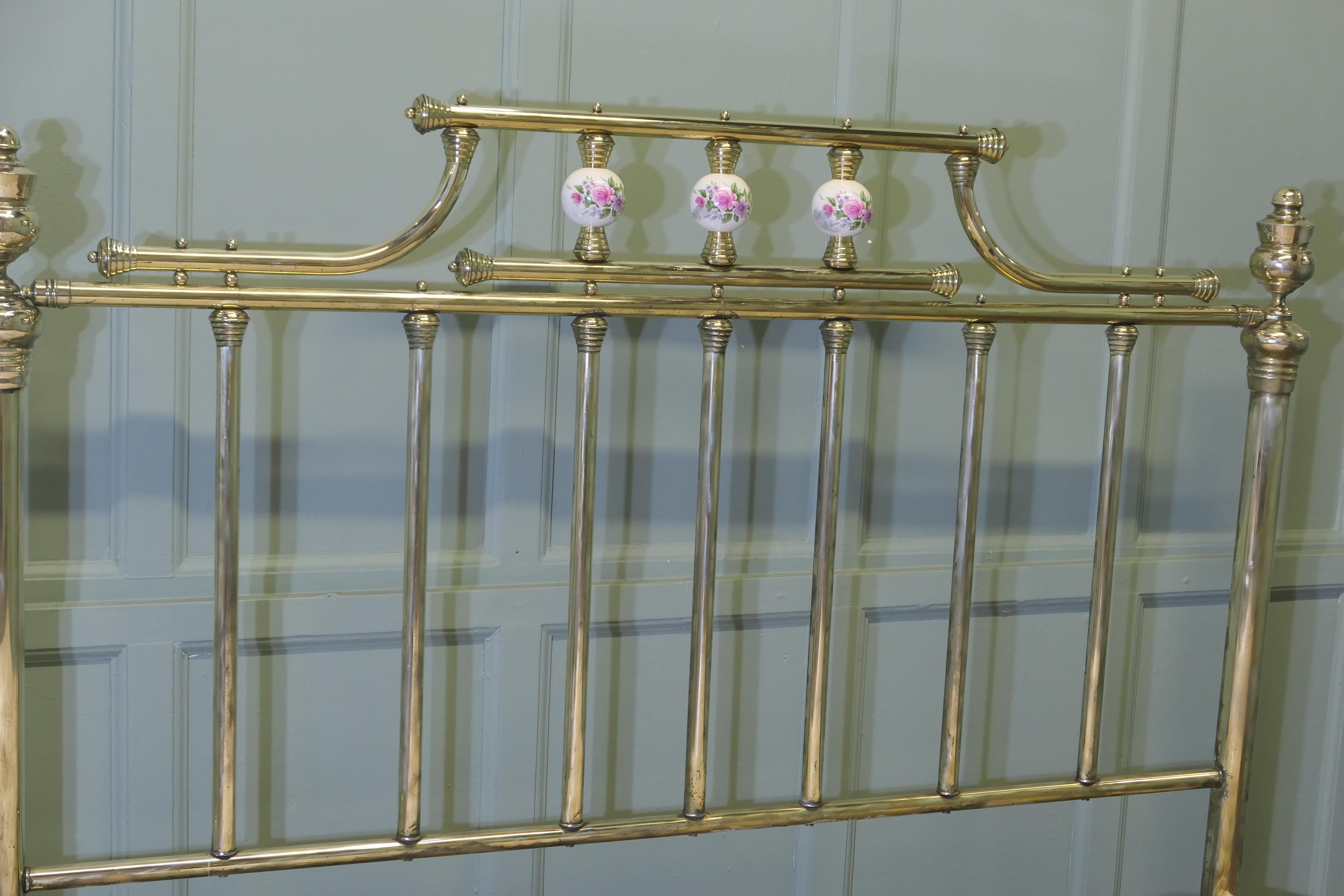 Mid-20th Century Large Pretty King Size Brass Bed For Sale