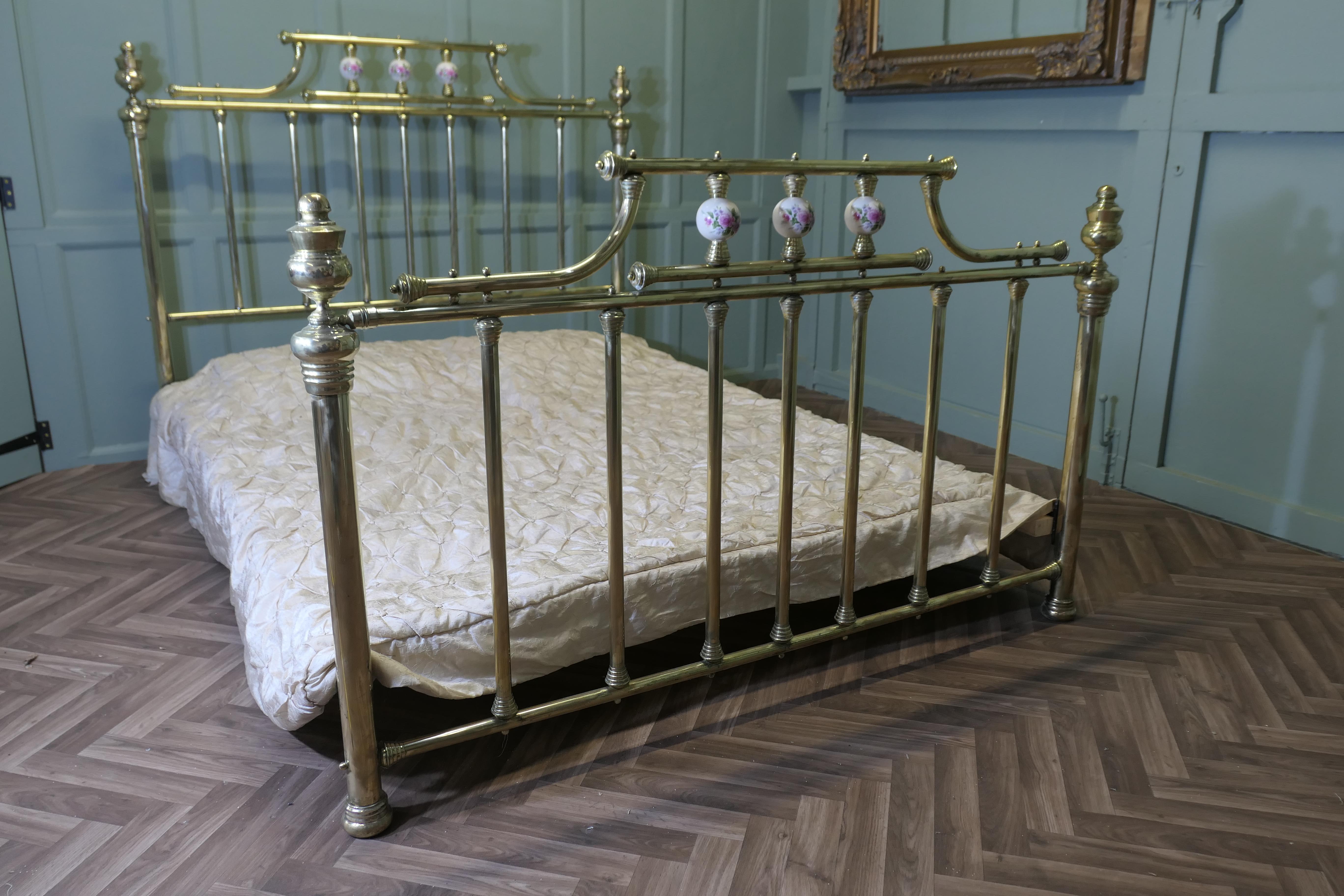 Large Pretty King Size Brass Bed For Sale 1