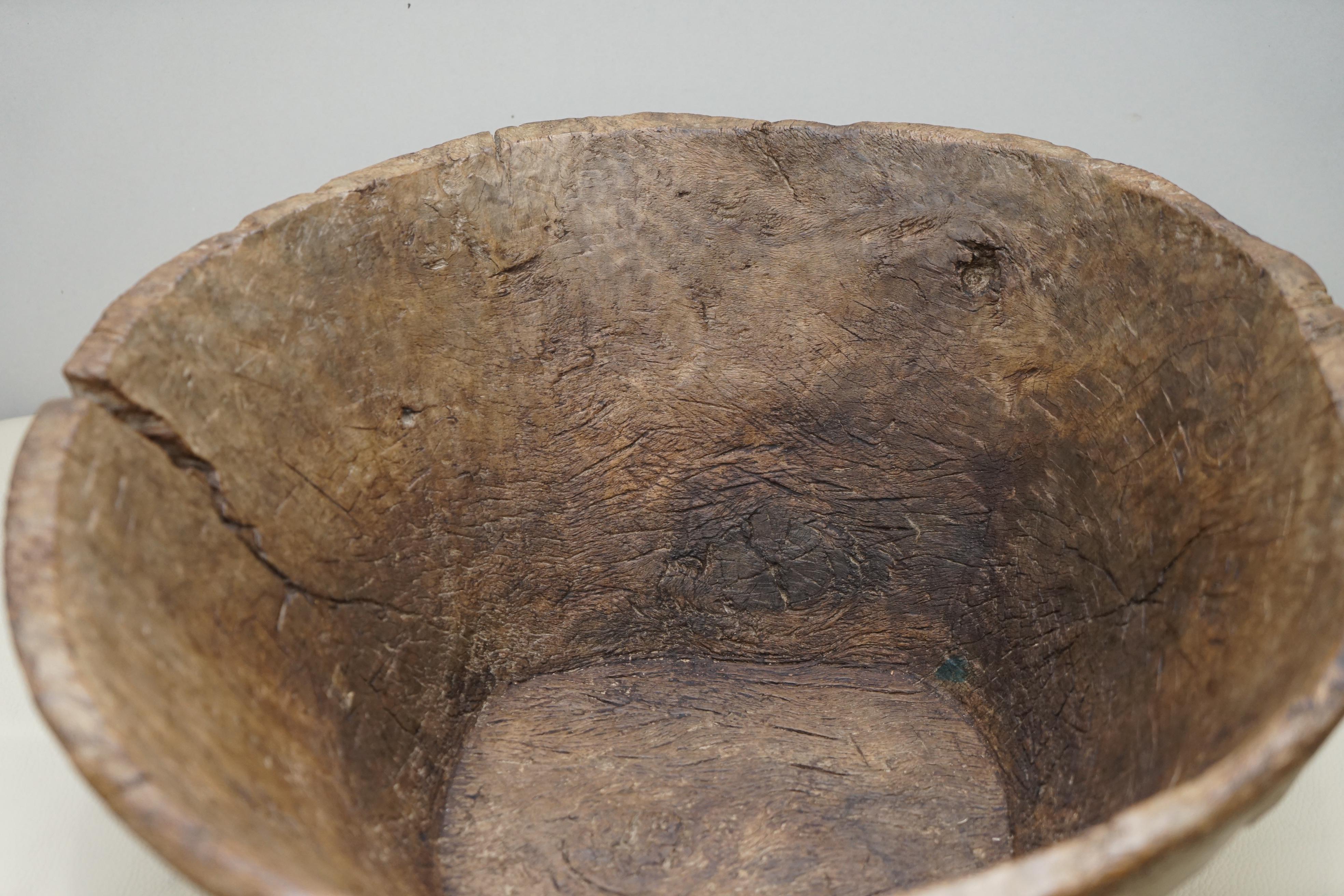 English Large Primate circa 1840 Dugout Bowl Stunning Timber Patina Great Fruit Bowl For Sale