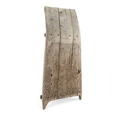 Large Primitive Bleached Walnut and Flint Grain Thresher