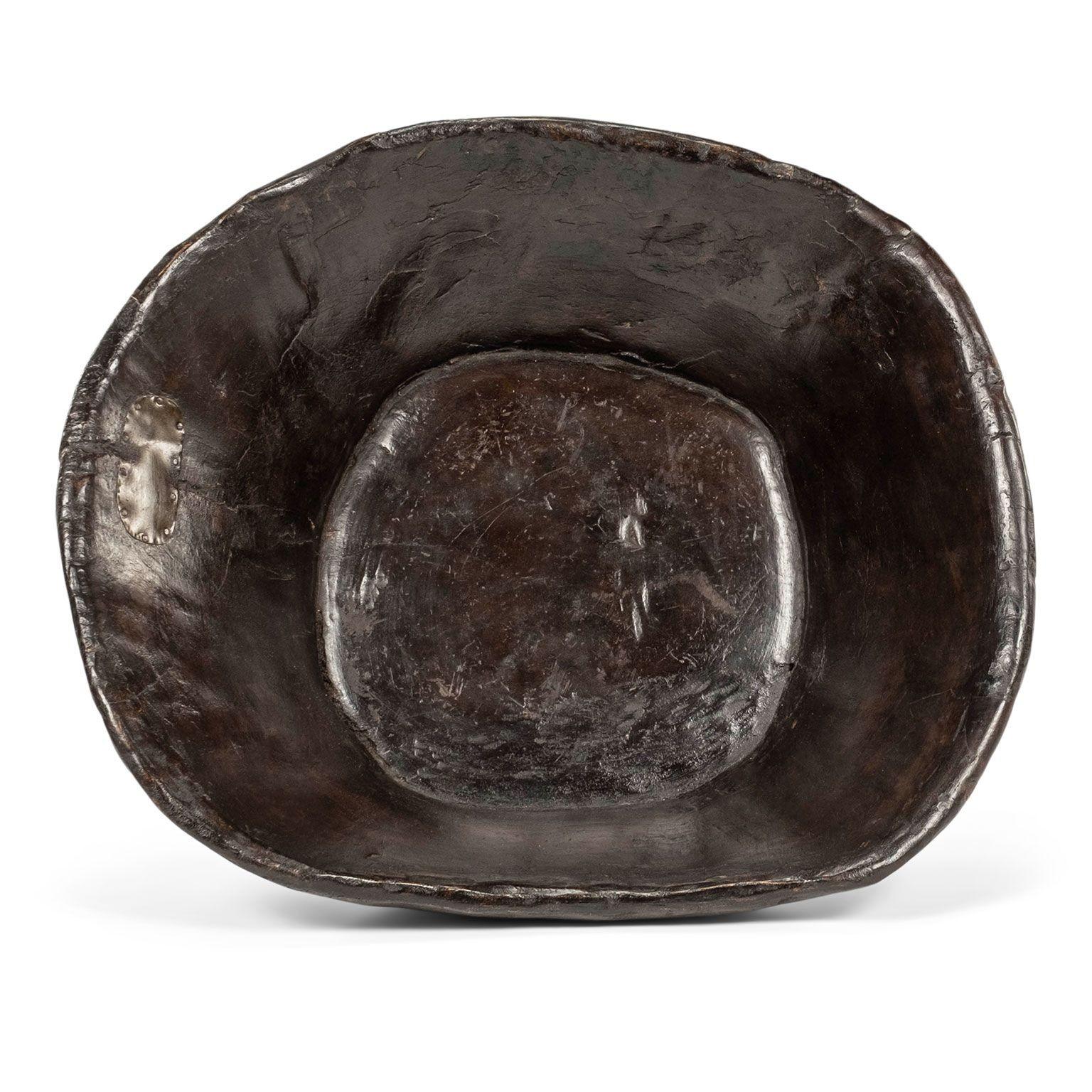 Large Primitive Bowl Hand-Carved from Hardwood For Sale 1