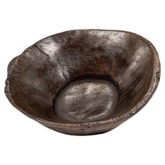 Large Primitive Bowl Hand-Carved from Hardwood